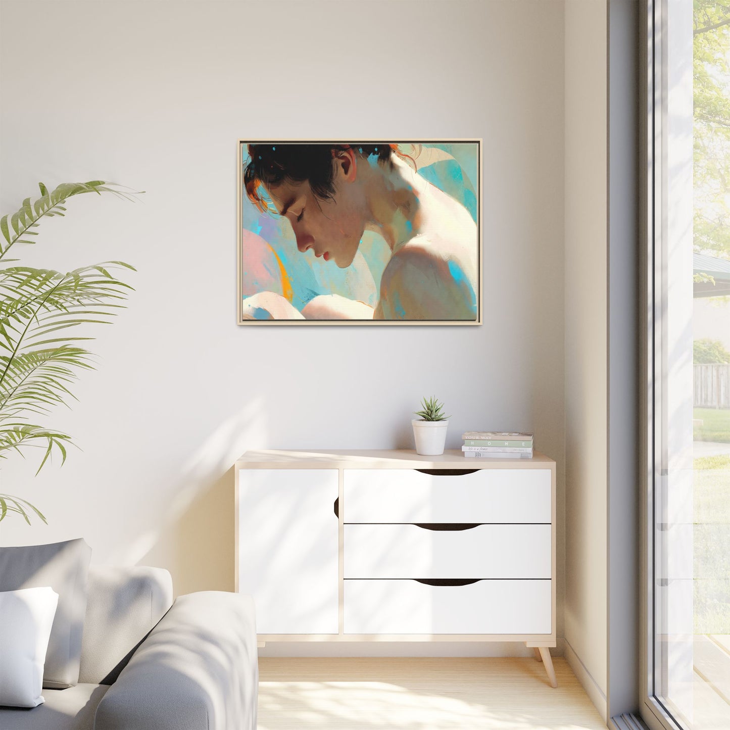 Framed Matte Canvas Print — Dreamy Portrait Art (Multi‑Color)