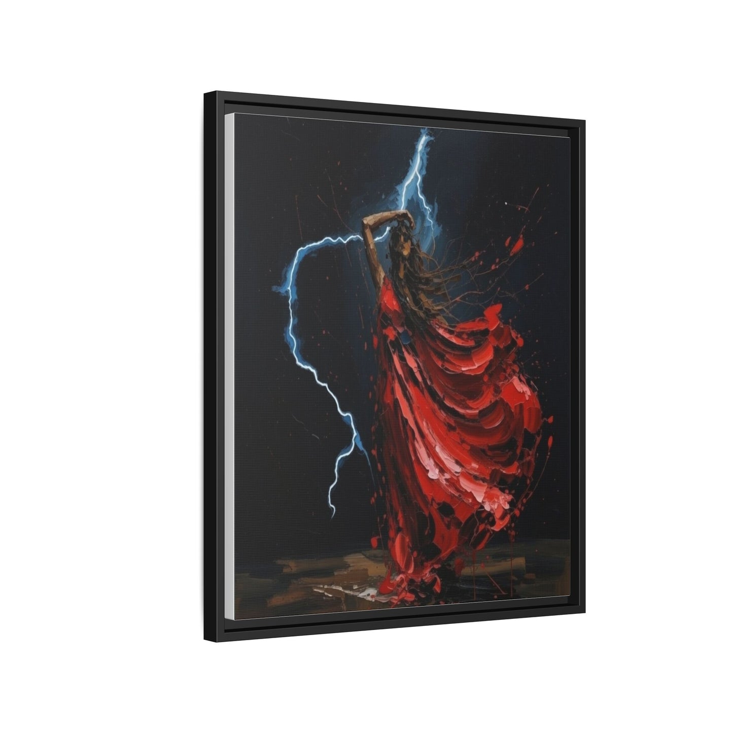 Framed Matte Canvas Print — Red Dancer Lightning Art