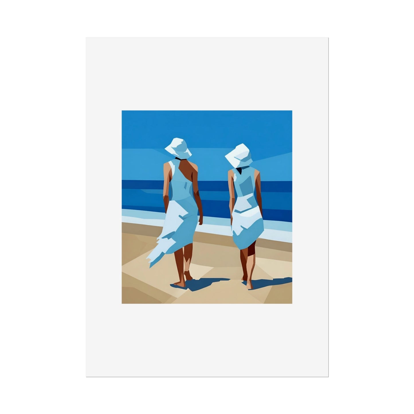 Beach Stroll Art Poster — Minimalist Coastal Print (Rolled Poster)