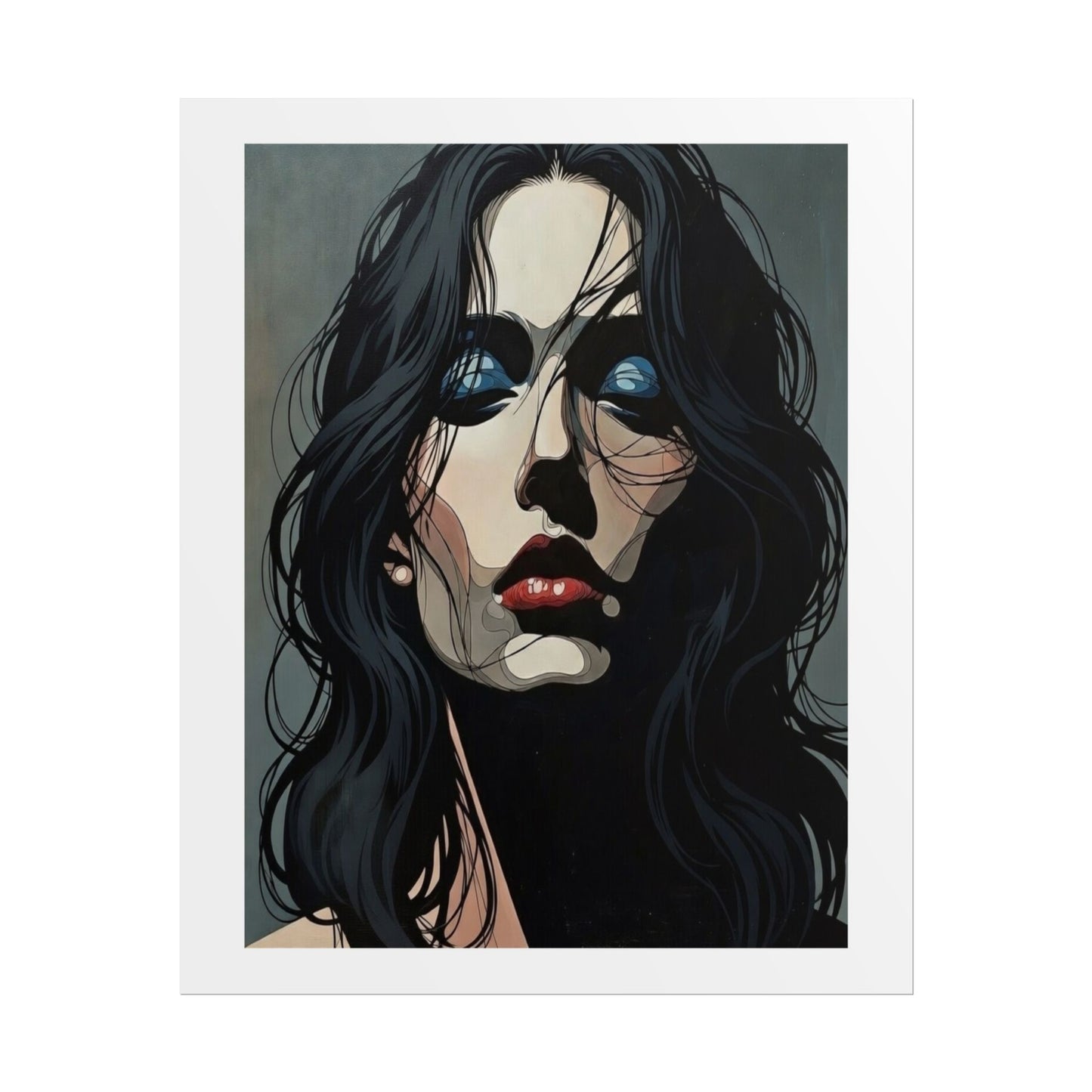 Rolled Poster — Moody Portrait Art Print (Dark Femme, Blue Eyeshadow)