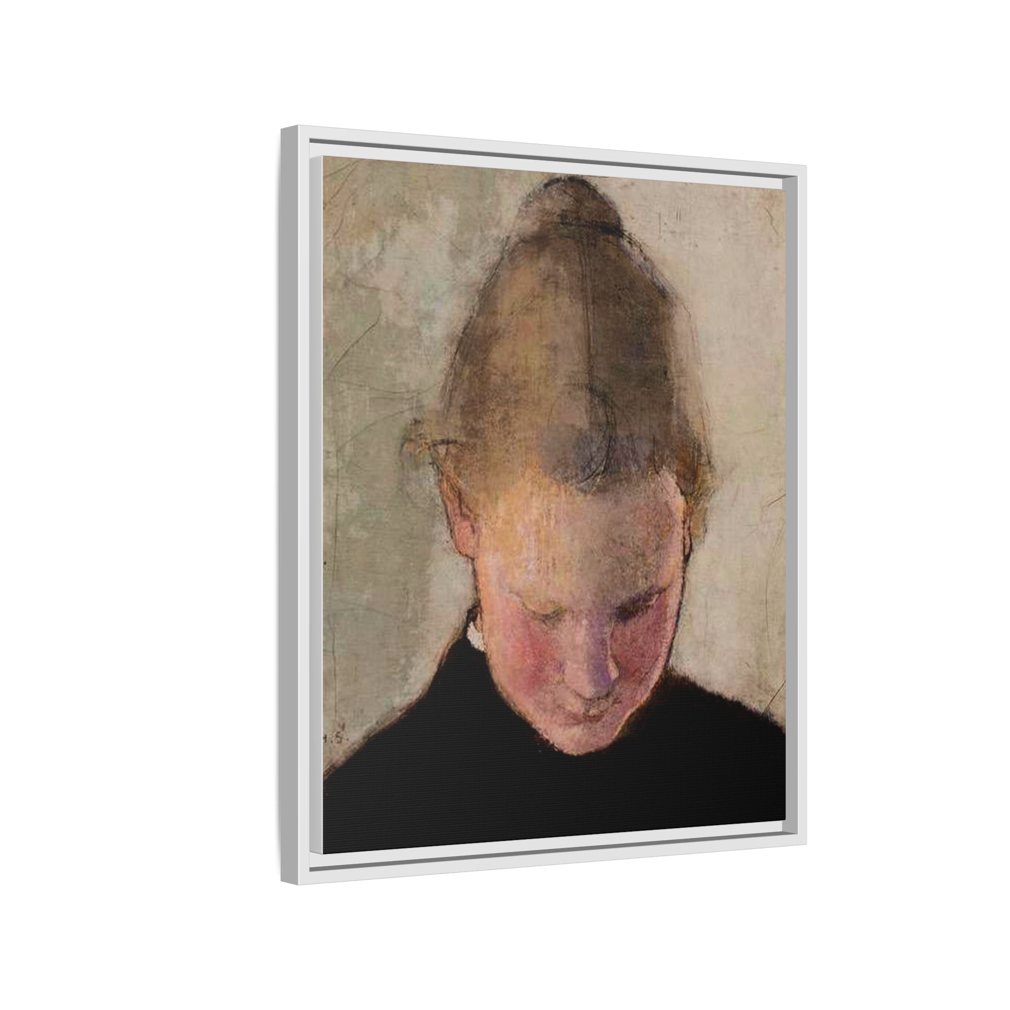 Lukeva tytto by Helena Schjerfbeck Framed Matte Canvas Art Print