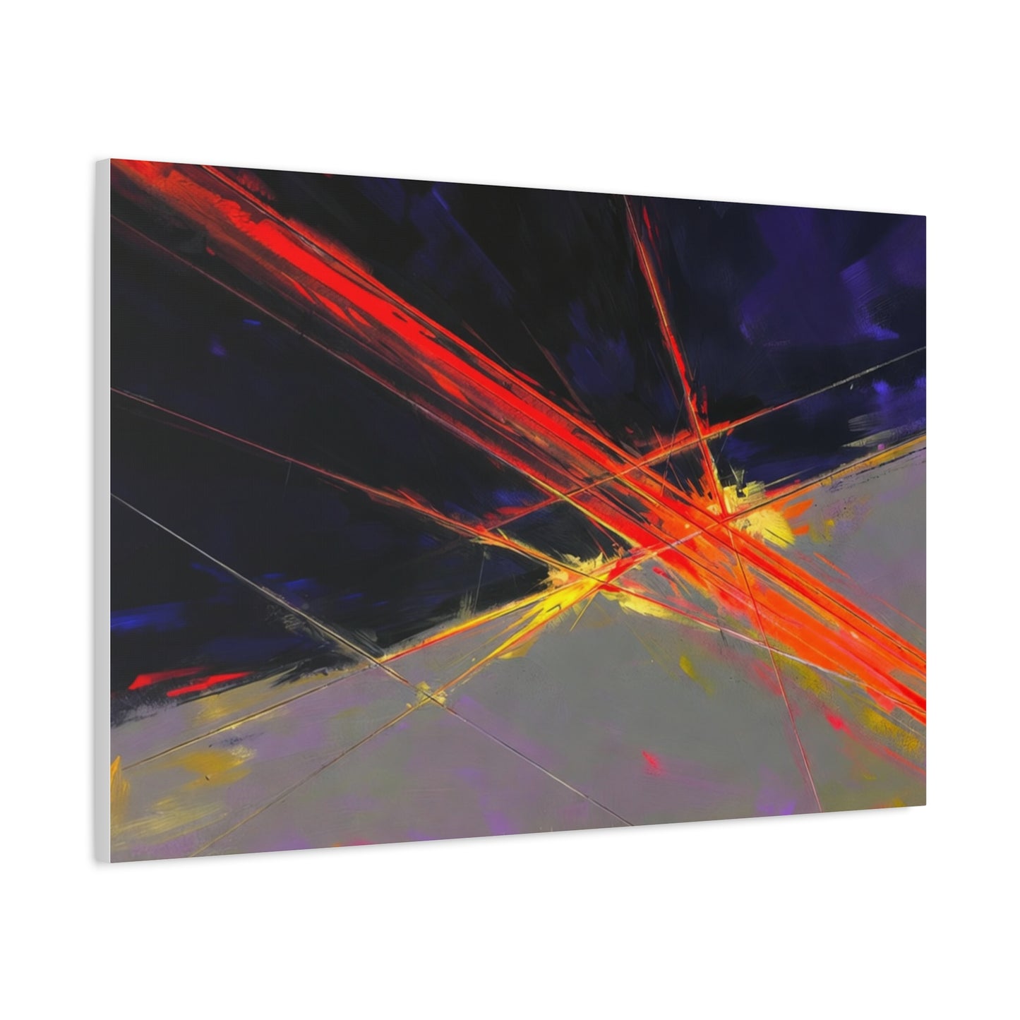 Abstract Red Streaks Matte Canvas Print — Modern Geometric Wall Art
