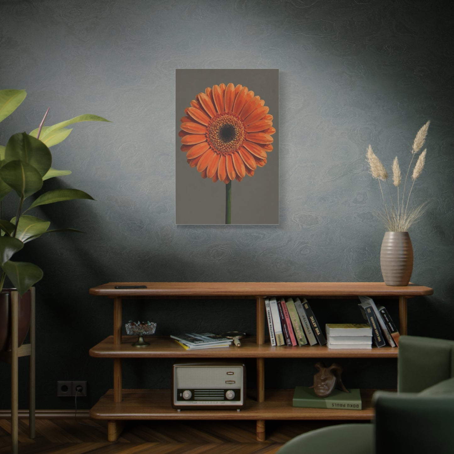 Orange Gerbera Flower Matte Canvas Print — Stretched Wall Art
