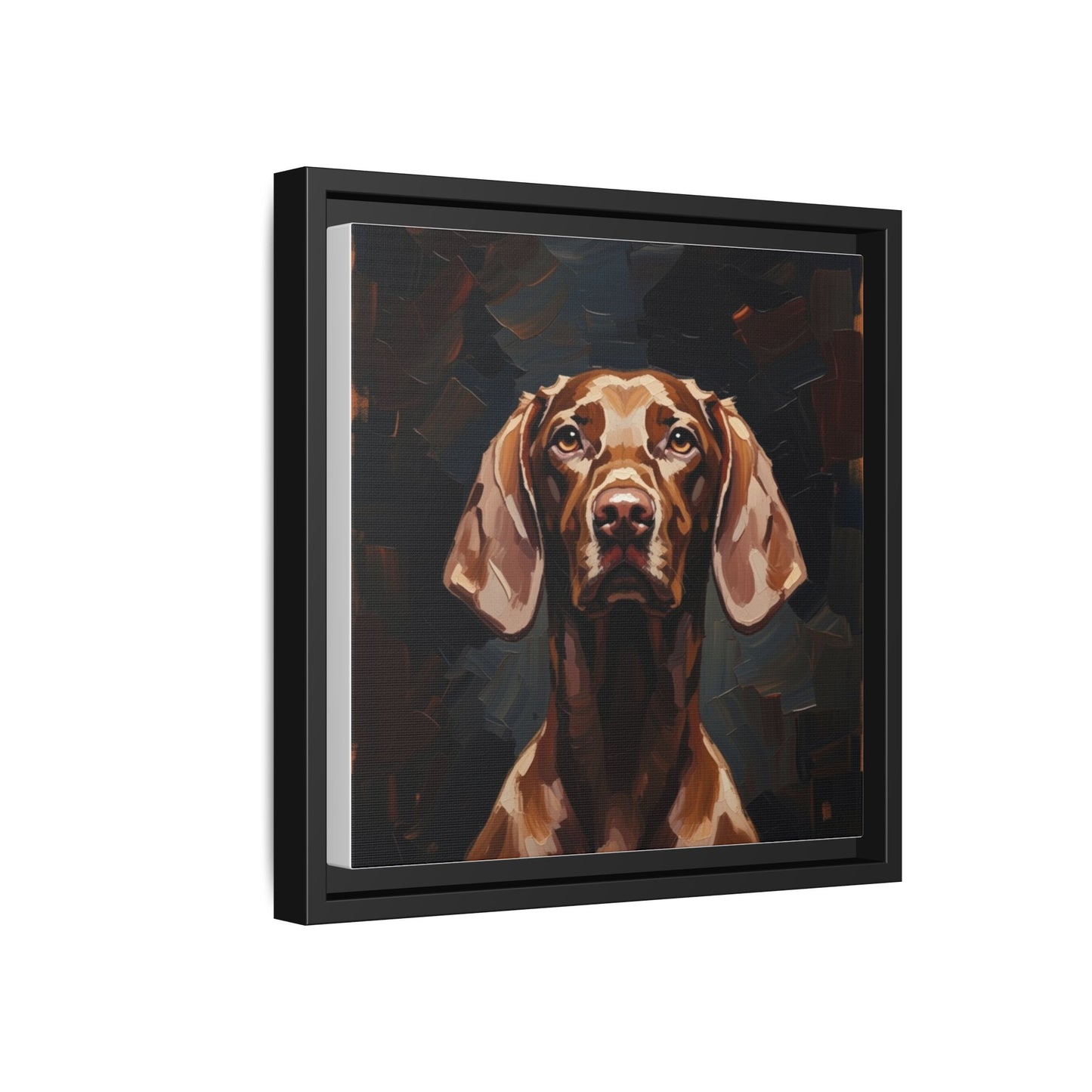 Framed Matte Canvas Dog Portrait – Brown Vizsla Wall Art