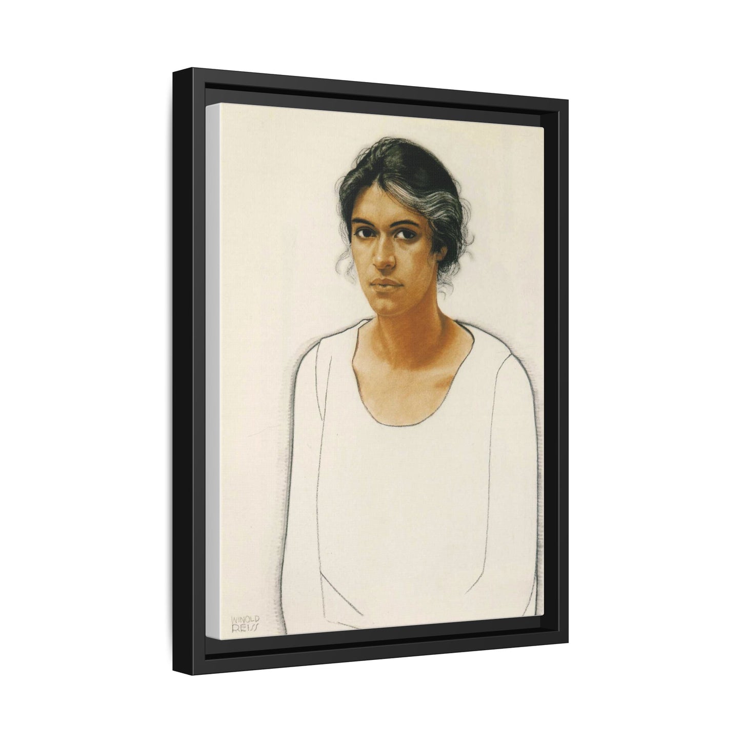 Portrait of a Woman by Winold Reiss Framed Matte Canvas Portrait Print