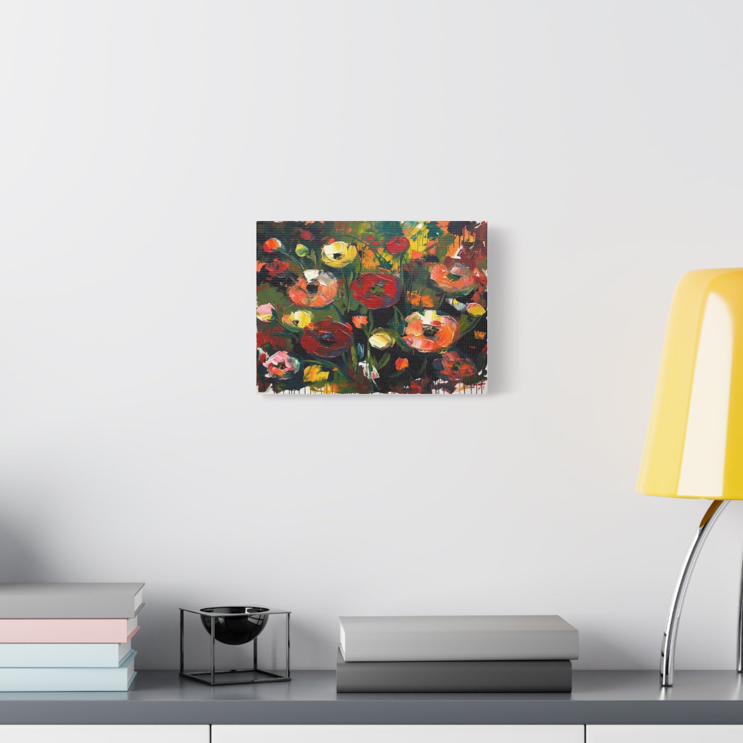 Bold Floral Abstract Canvas Print — Colorful Poppy Wall Art, Matte Stretched 1.25"
