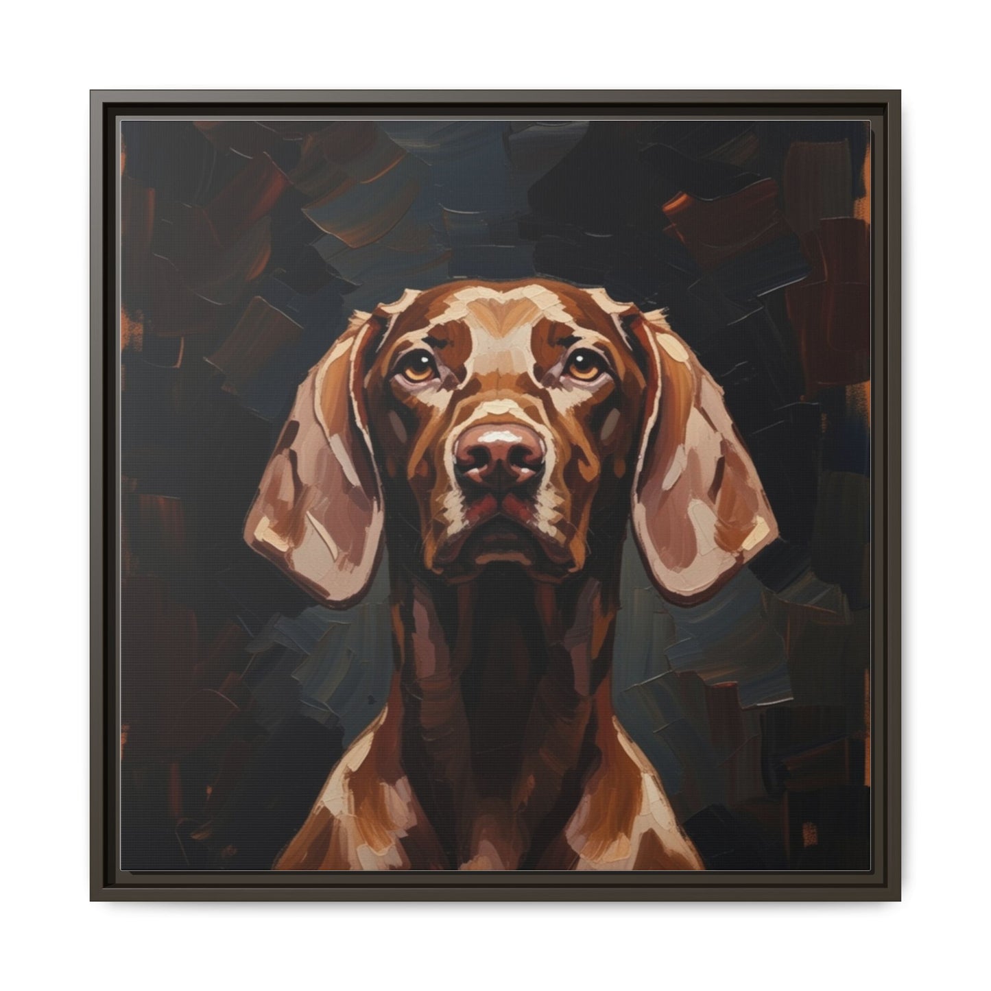 Framed Matte Canvas Dog Portrait – Brown Vizsla Wall Art
