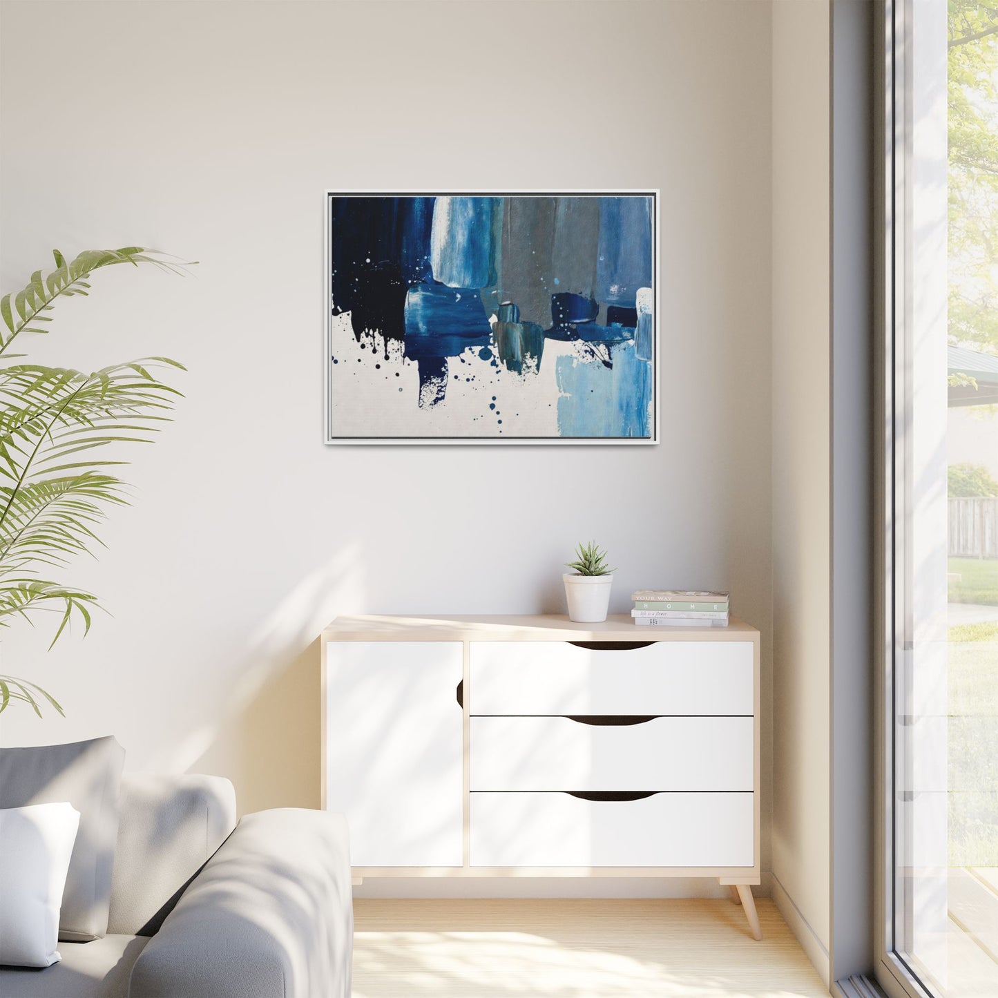 Abstract Blue Ocean Matte Canvas Framed Wall Art