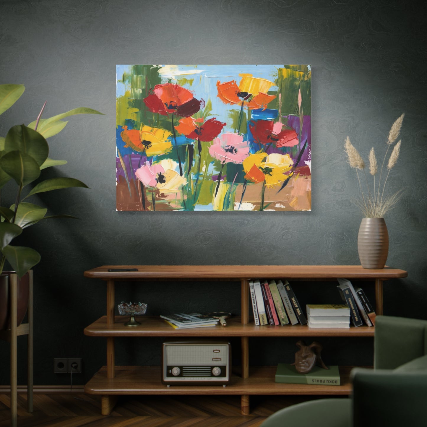Colorful Abstract Floral Canvas Wall Art — Matte Stretched 1.25"