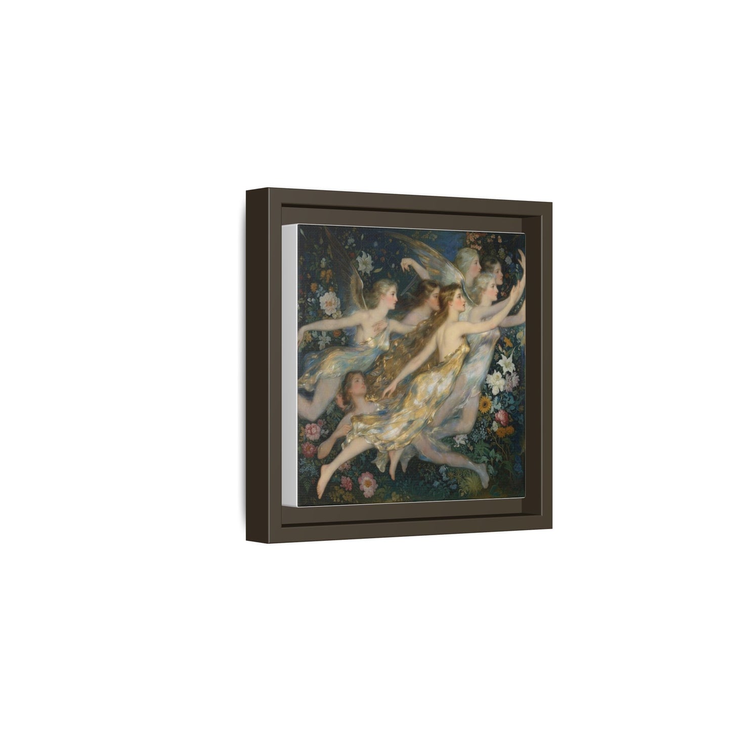 Framed Matte Canvas Wall Art — Vintage Fairies & Floral Painting