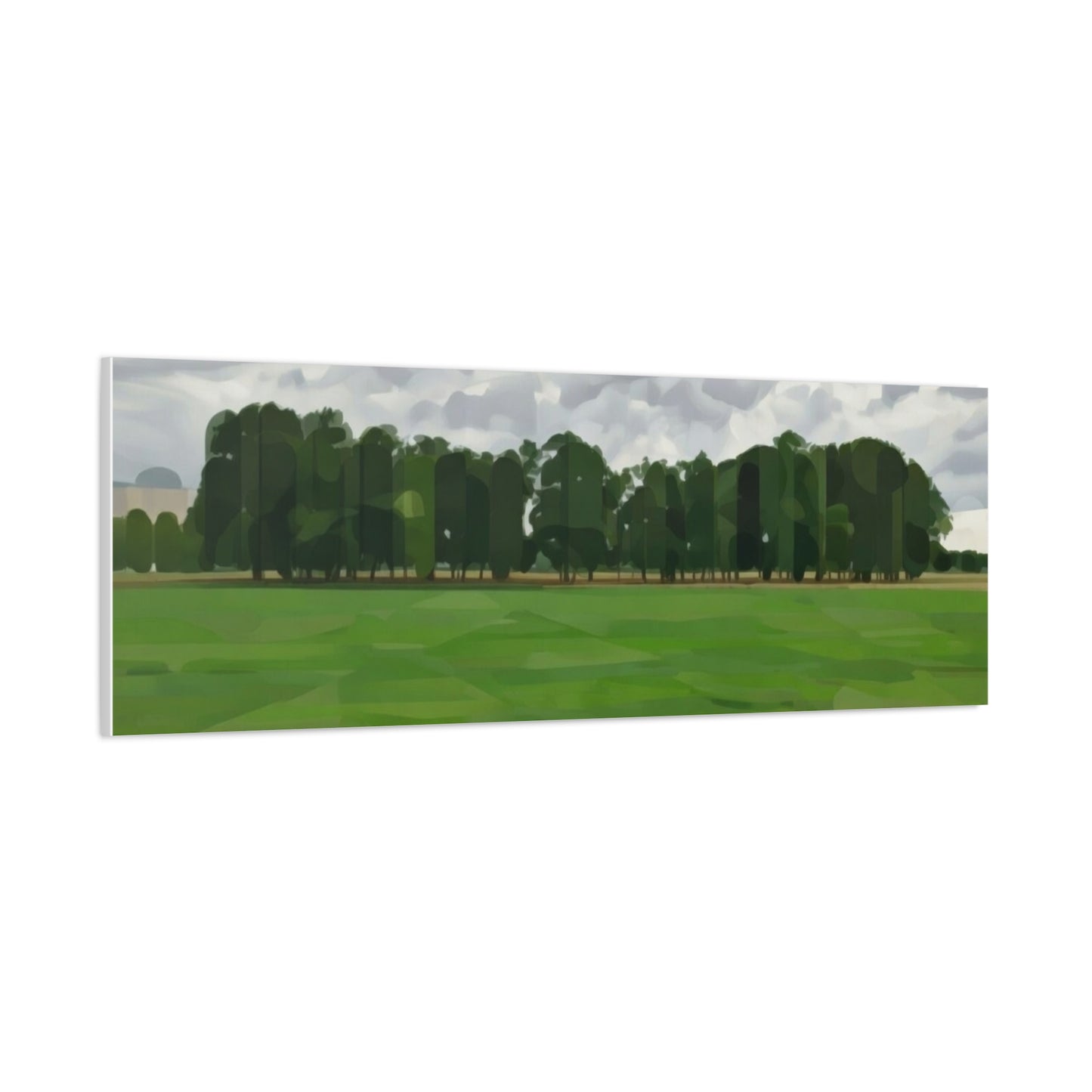Green Field Landscape Canvas Print — Tranquil Park Scene Matte Stretched Canvas