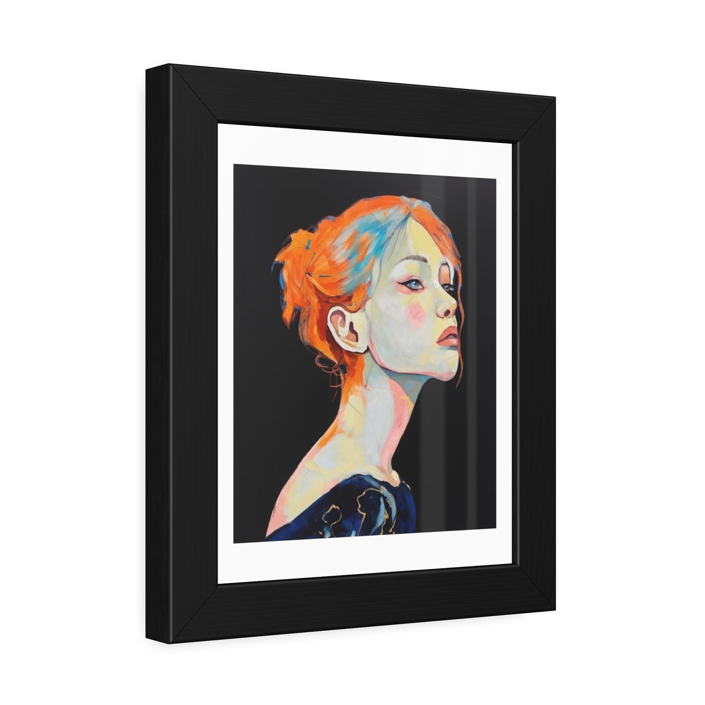 Framed Art Print — Colorful Portrait of Red‑Haired Woman