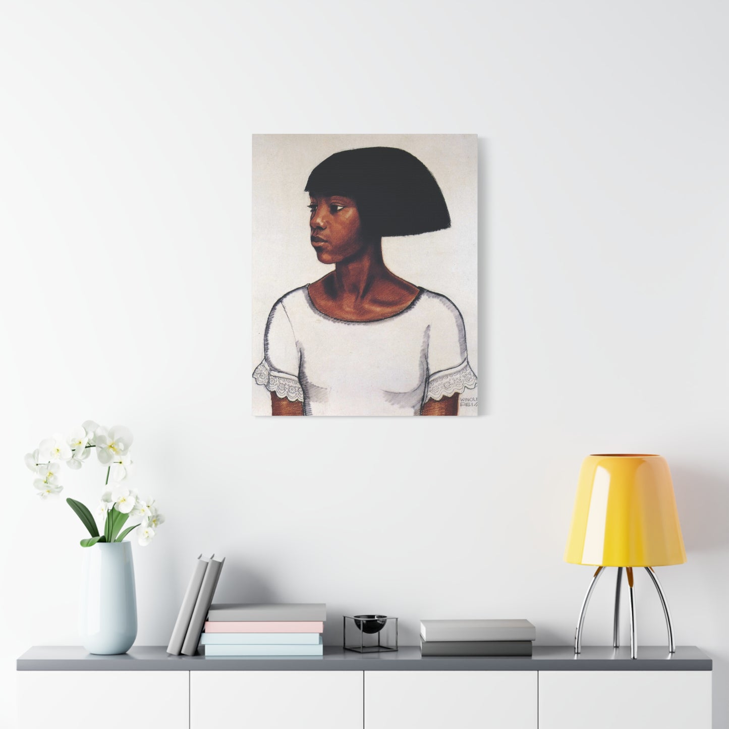 Portrait of a Young Woman by Winold Reiss Portrait Canvas Print – Matte Stretched Wall Art