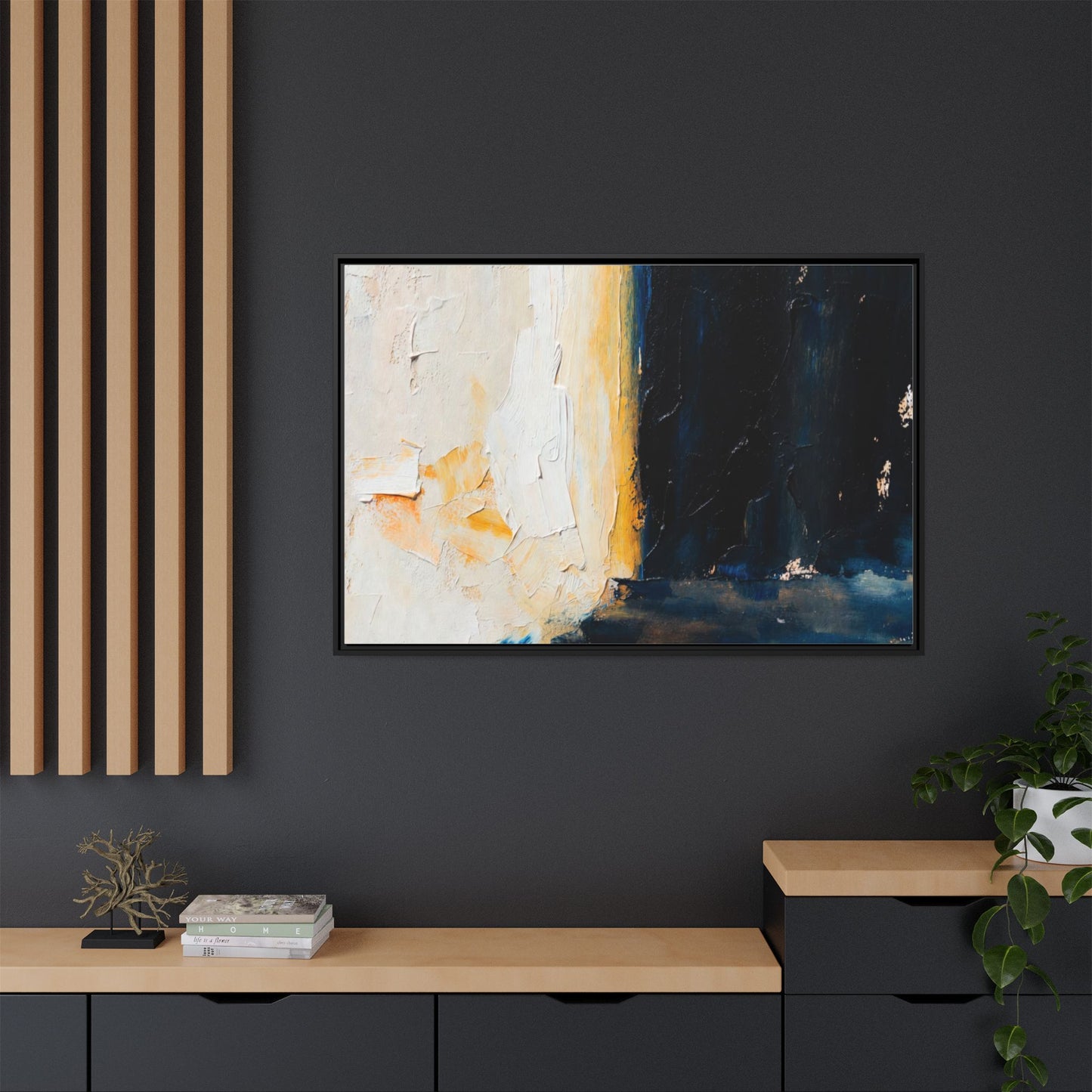 Abstract Coastal Texture Framed Canvas Art — Matte Multi-Color Wall Print