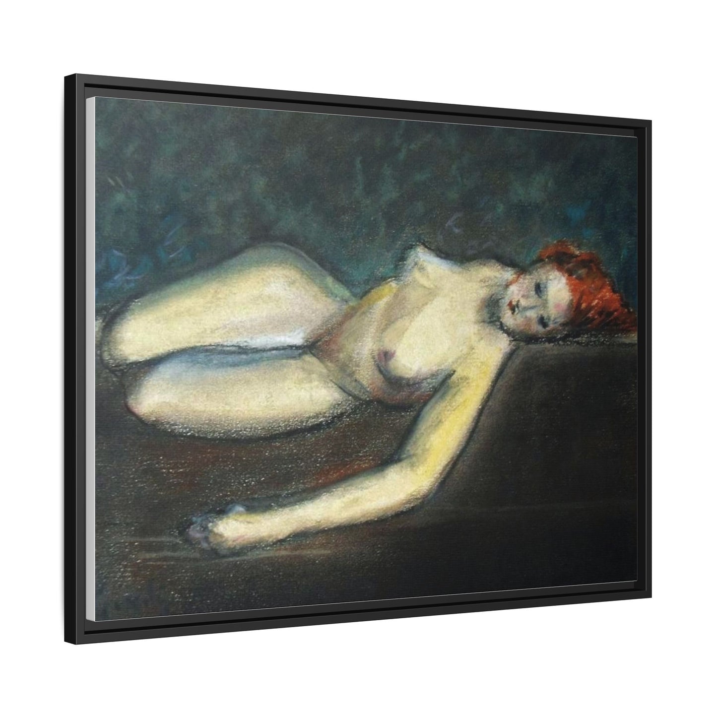 Lying nude by Paul Gosselin Framed Matte Canvas Wall Art Print