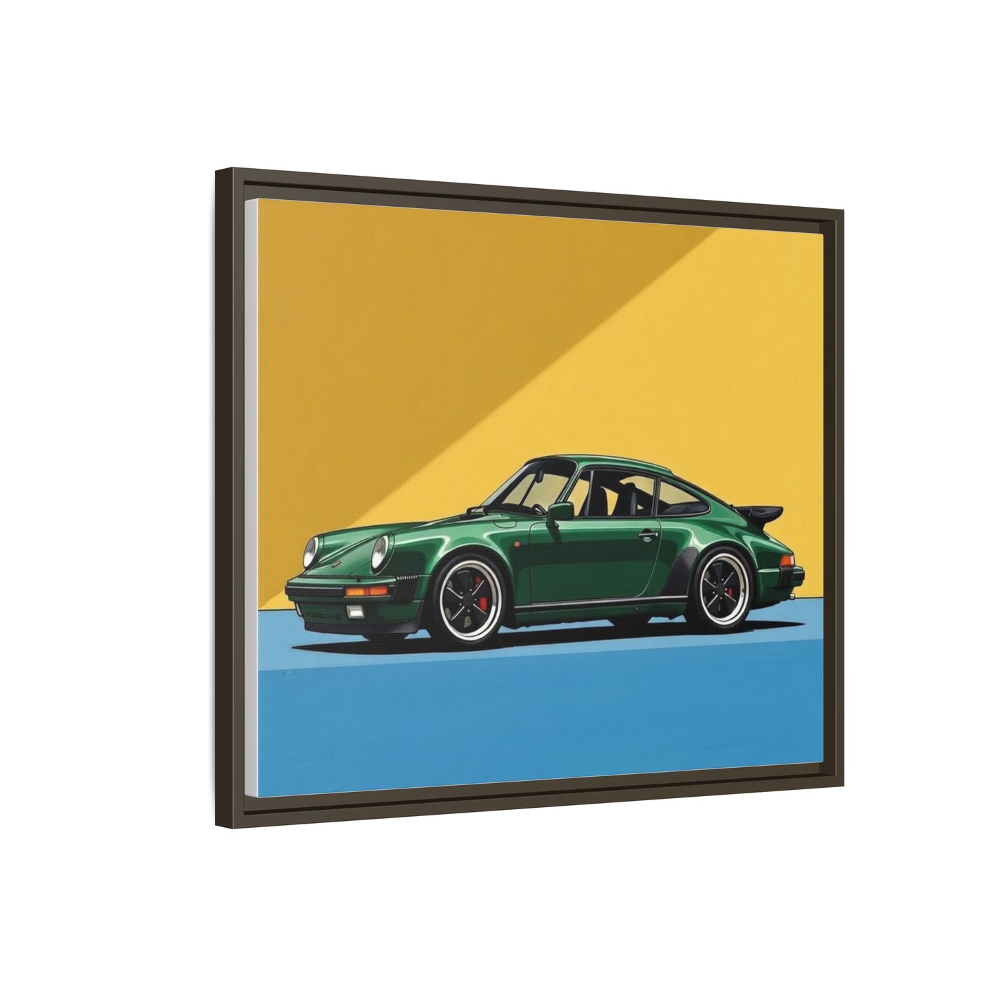 Framed Matte Canvas — Green Sports Car Wall Art