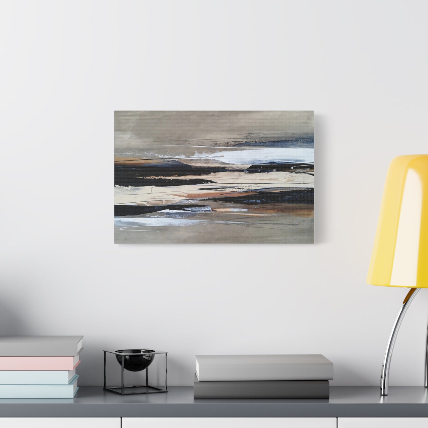 Abstract Coastal Landscape Canvas — Neutral Tones Matte Stretched Wall Art