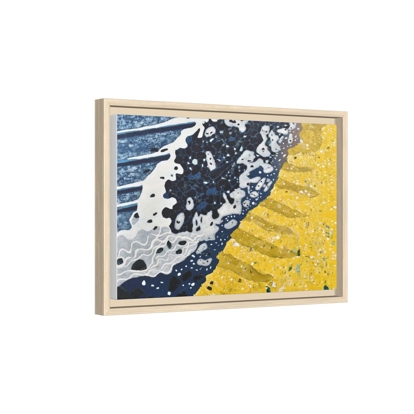 Framed Abstract Ocean & Sand Matte Canvas Print