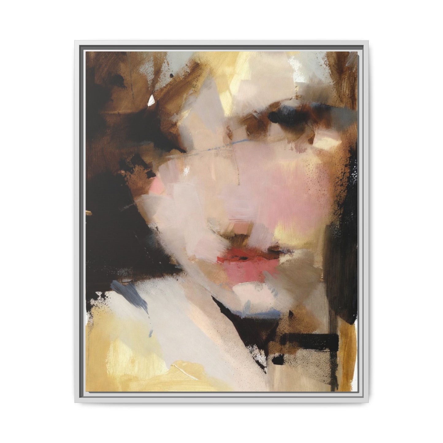 Abstract Portrait Matte Canvas Framed Print — Modern Feminine Wall Art