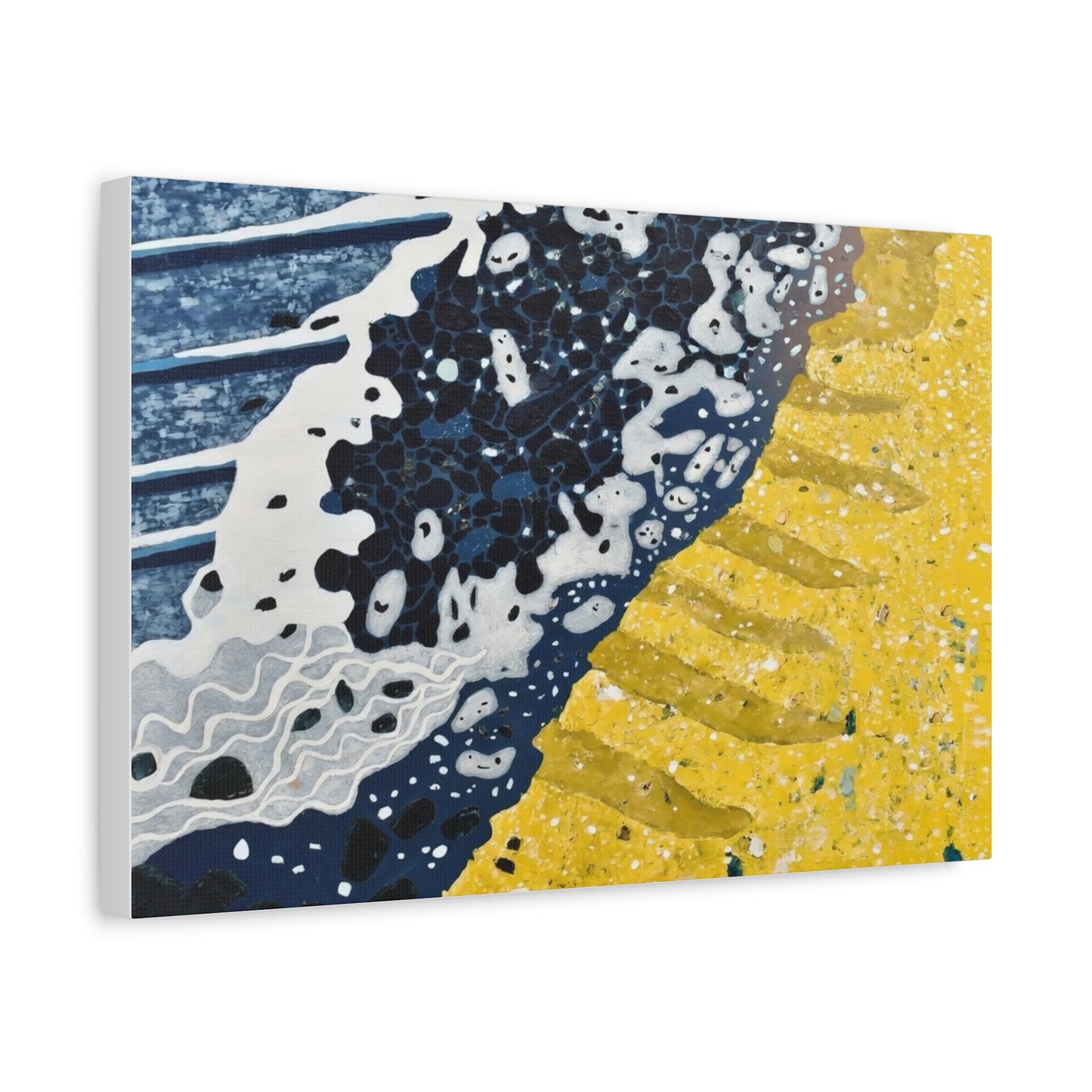Abstract Blue & Yellow Fluid Art Canvas Print — Matte Stretched Wall Art