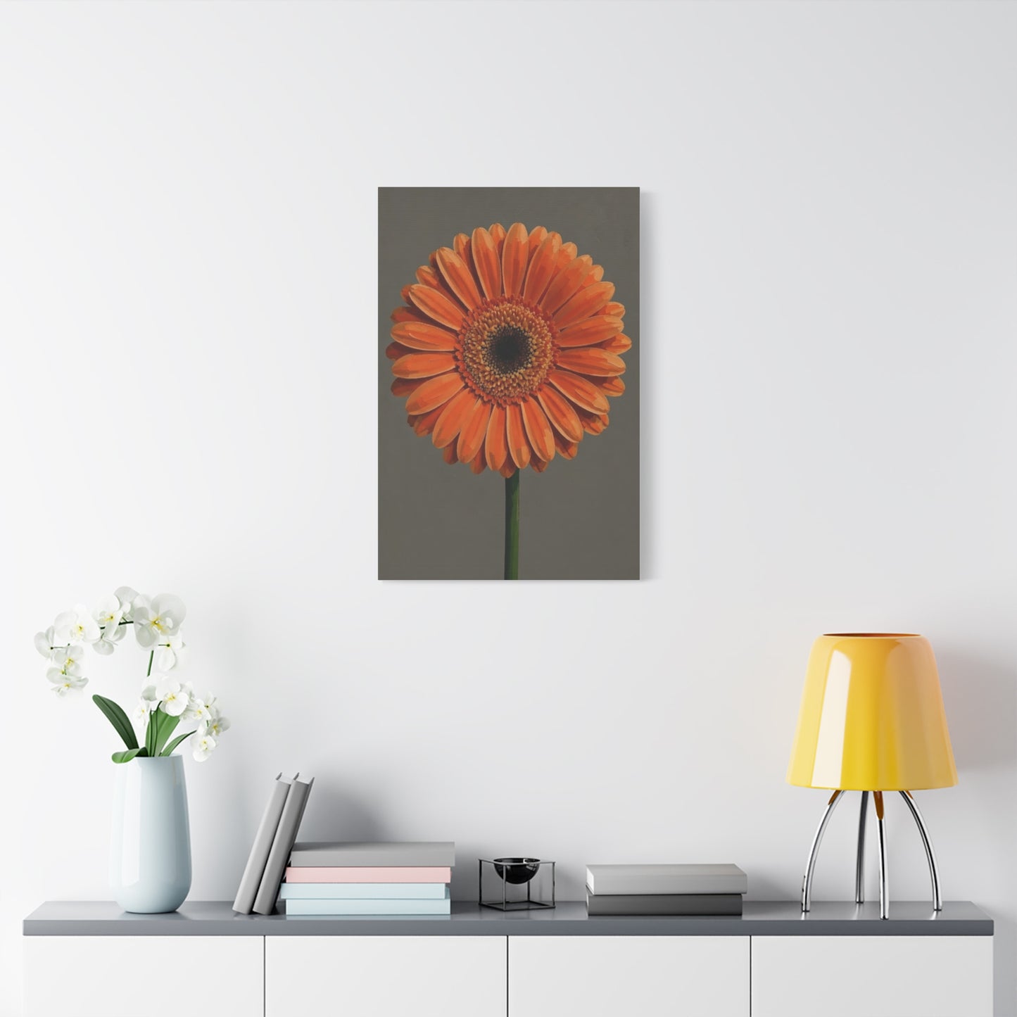 Orange Gerbera Flower Matte Canvas Print — Stretched Wall Art