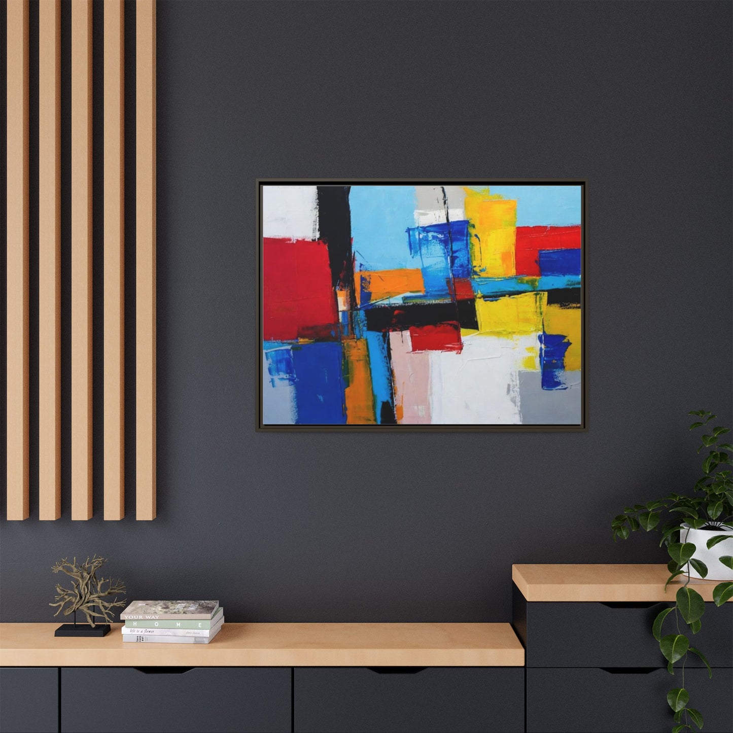 Abstract Color Block Matte Canvas Framed Wall Art