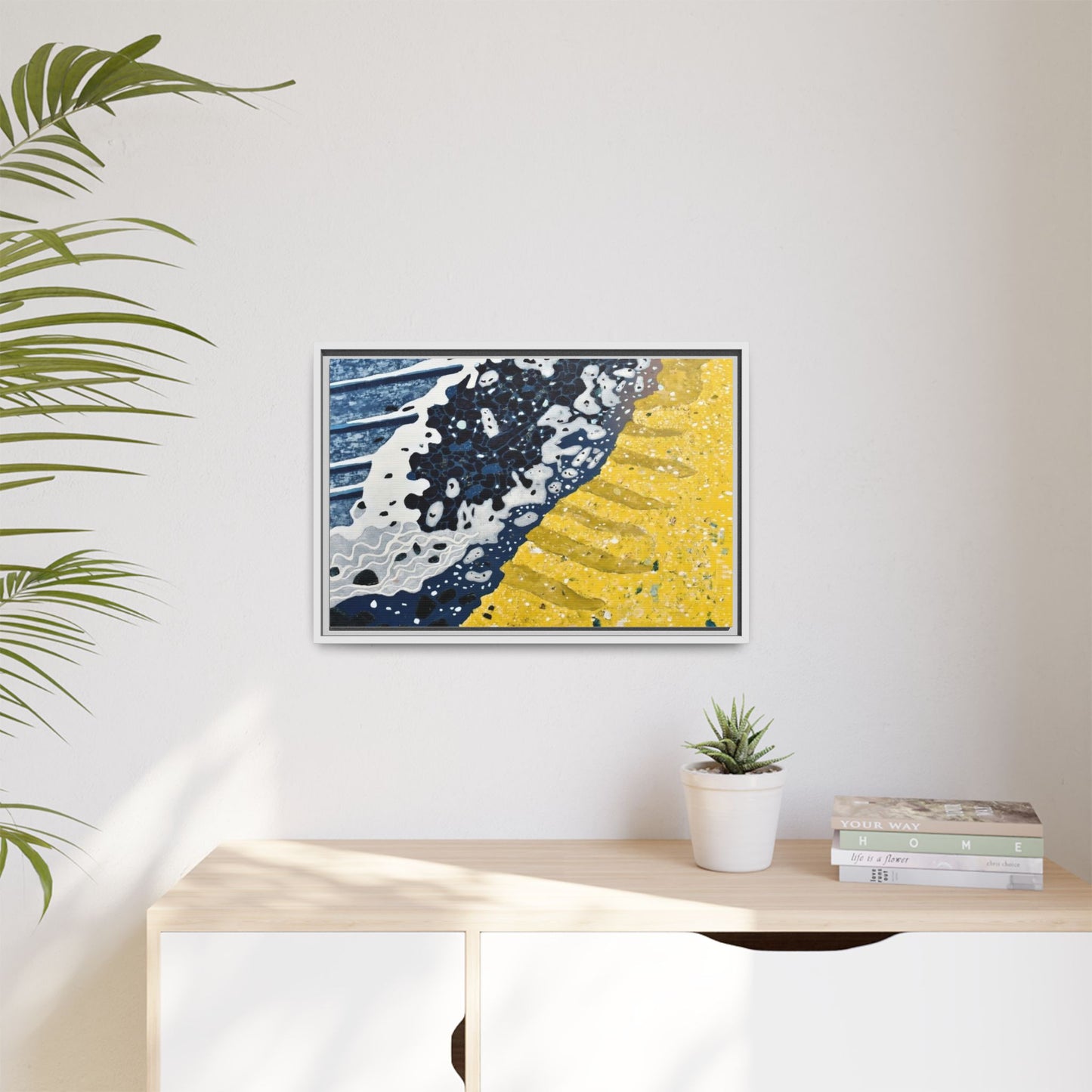 Framed Abstract Ocean & Sand Matte Canvas Print