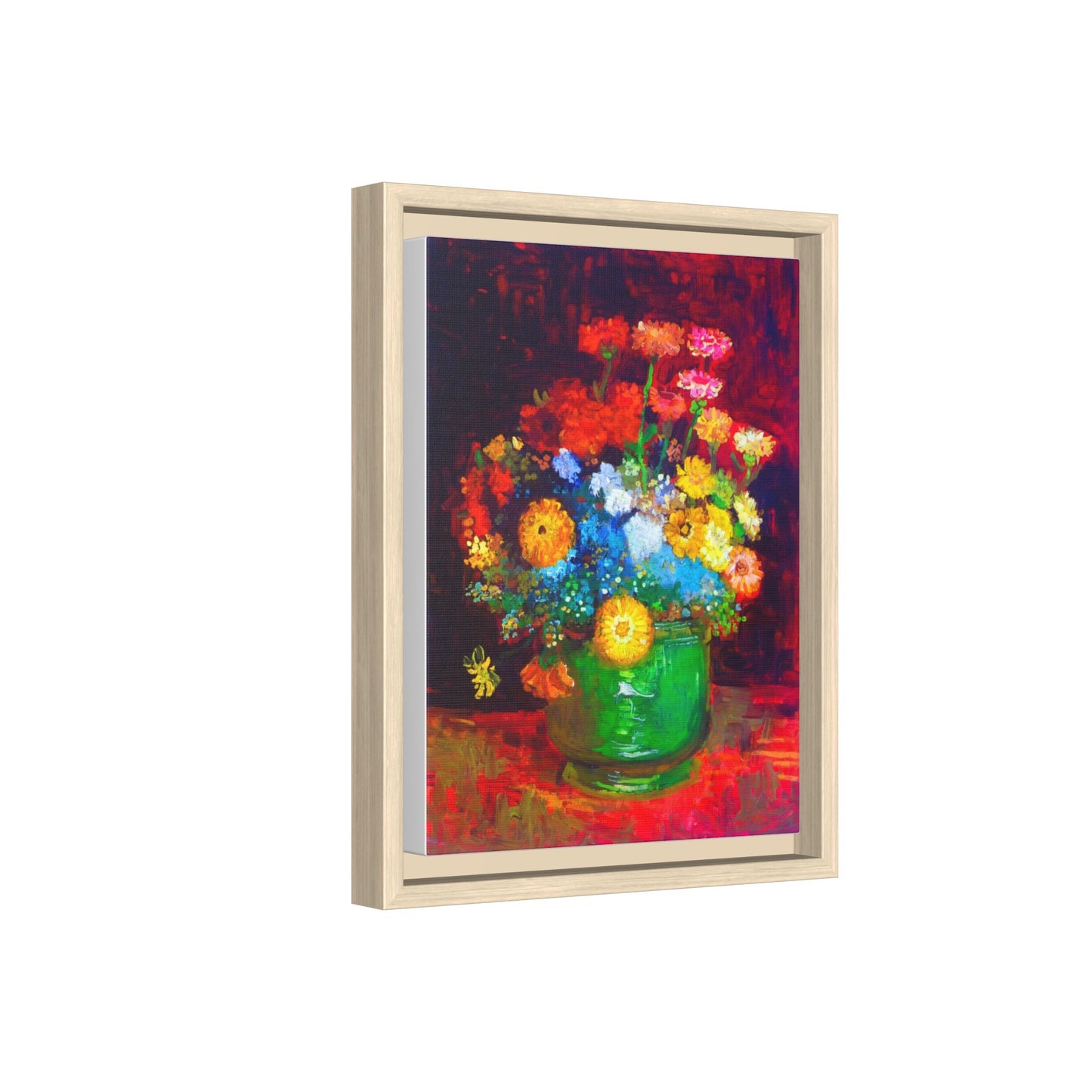 Framed Floral Canvas Print — Colorful Bouquet Wall Art