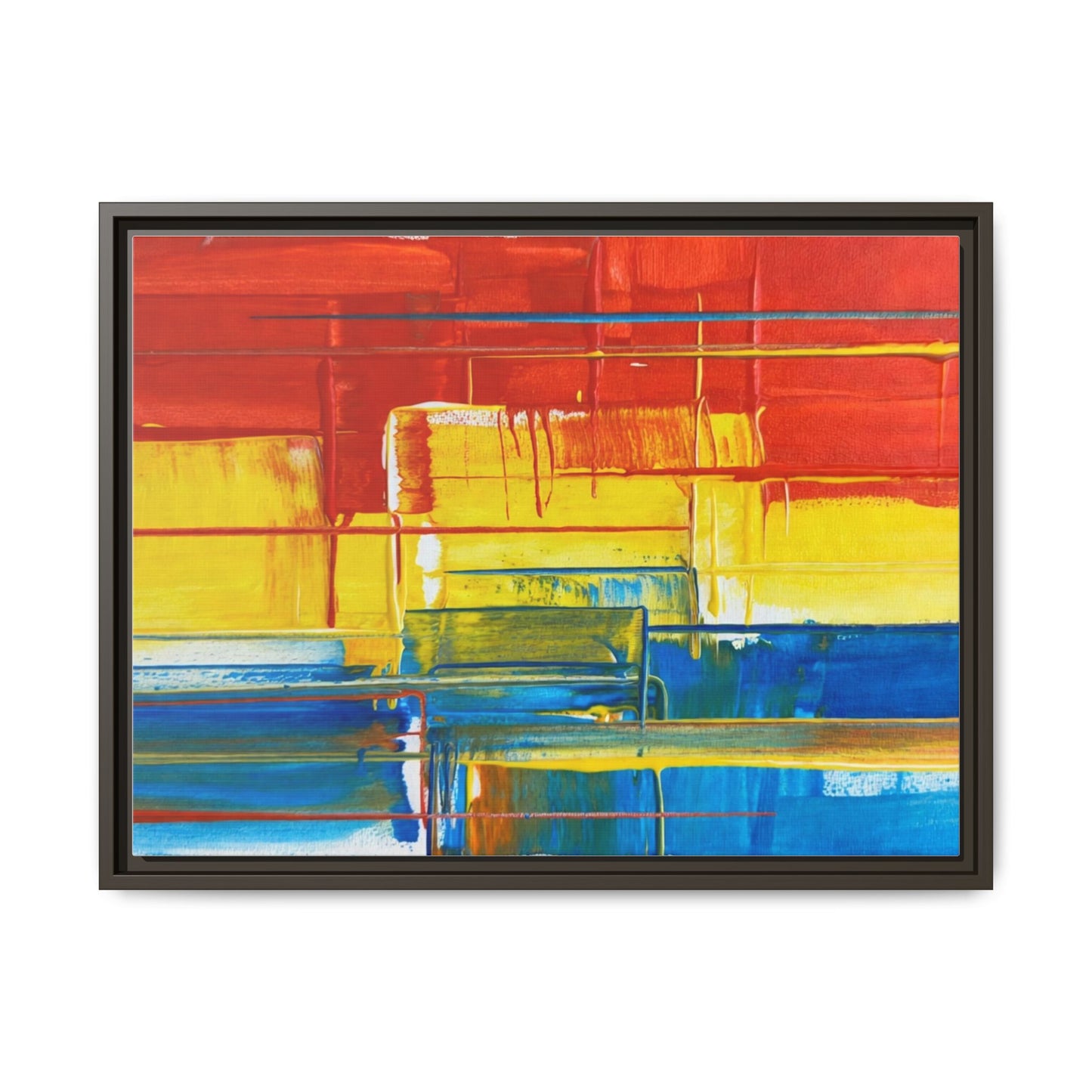 Abstract Multi-Color Framed Canvas Art — Modern Geometric Wall Decor