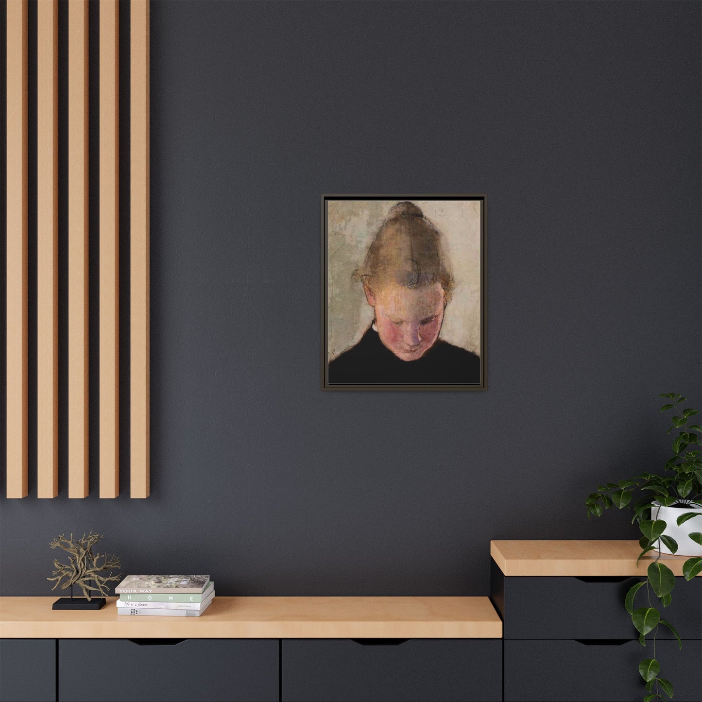 Lukeva tytto by Helena Schjerfbeck Framed Matte Canvas Art Print