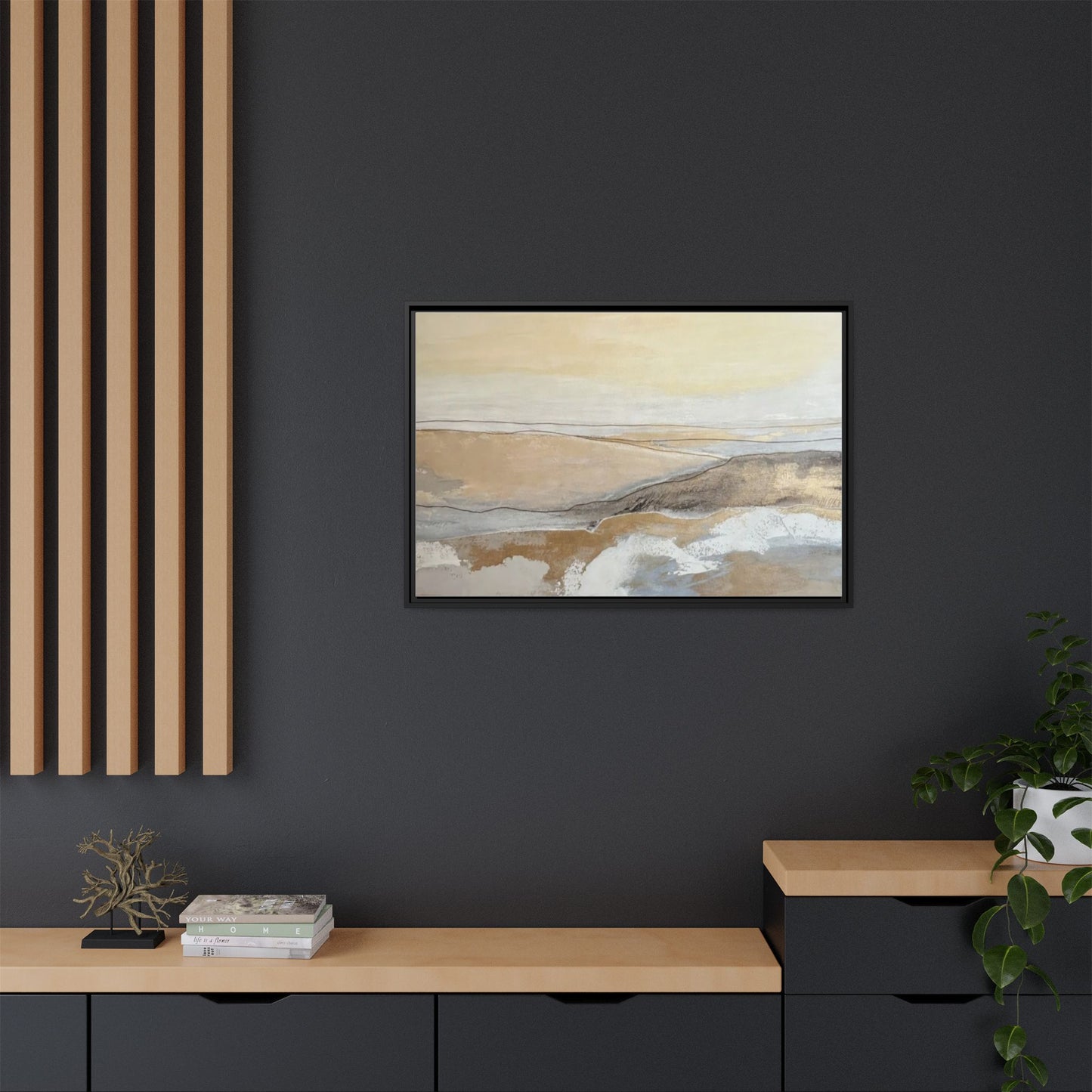 Framed Abstract Coastal Landscape Matte Canvas Wall Art