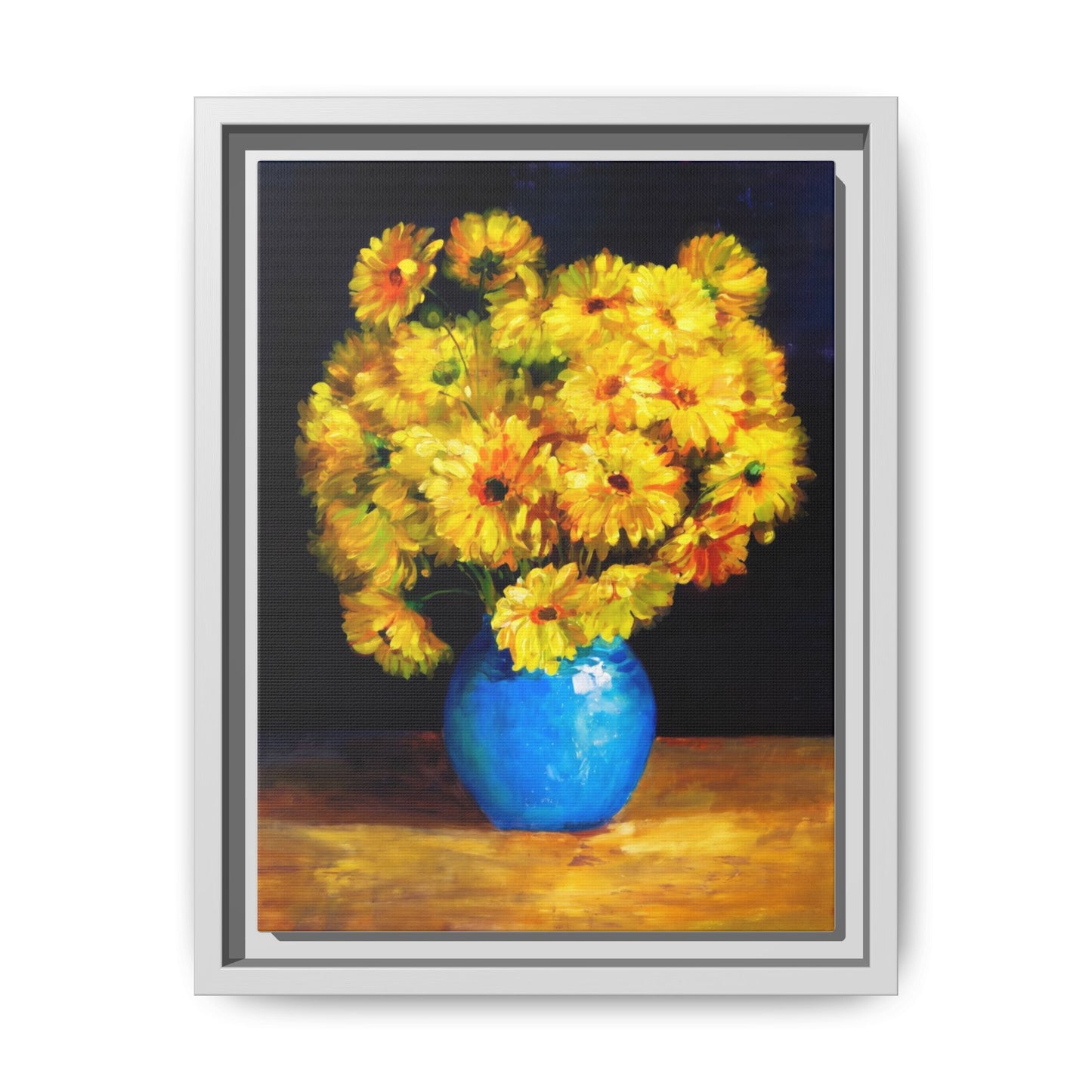 Yellow Daisy Bouquet Matte Canvas Framed Wall Art