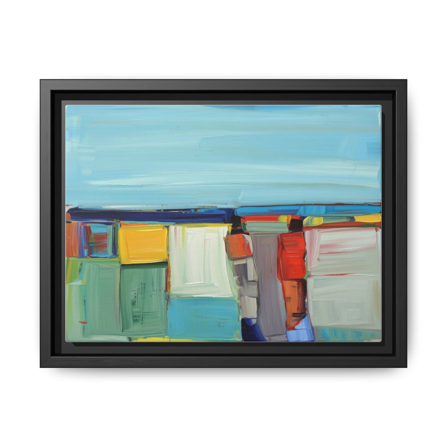 Abstract Coastal Blocks Matte Canvas Print (Framed)