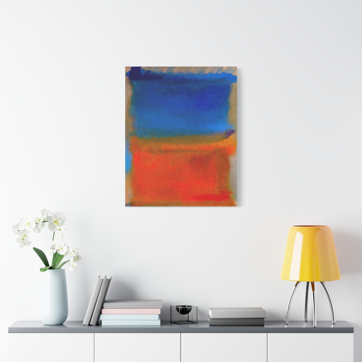 Abstract Blue and Orange Canvas Print — Modern Stretched Wall Art