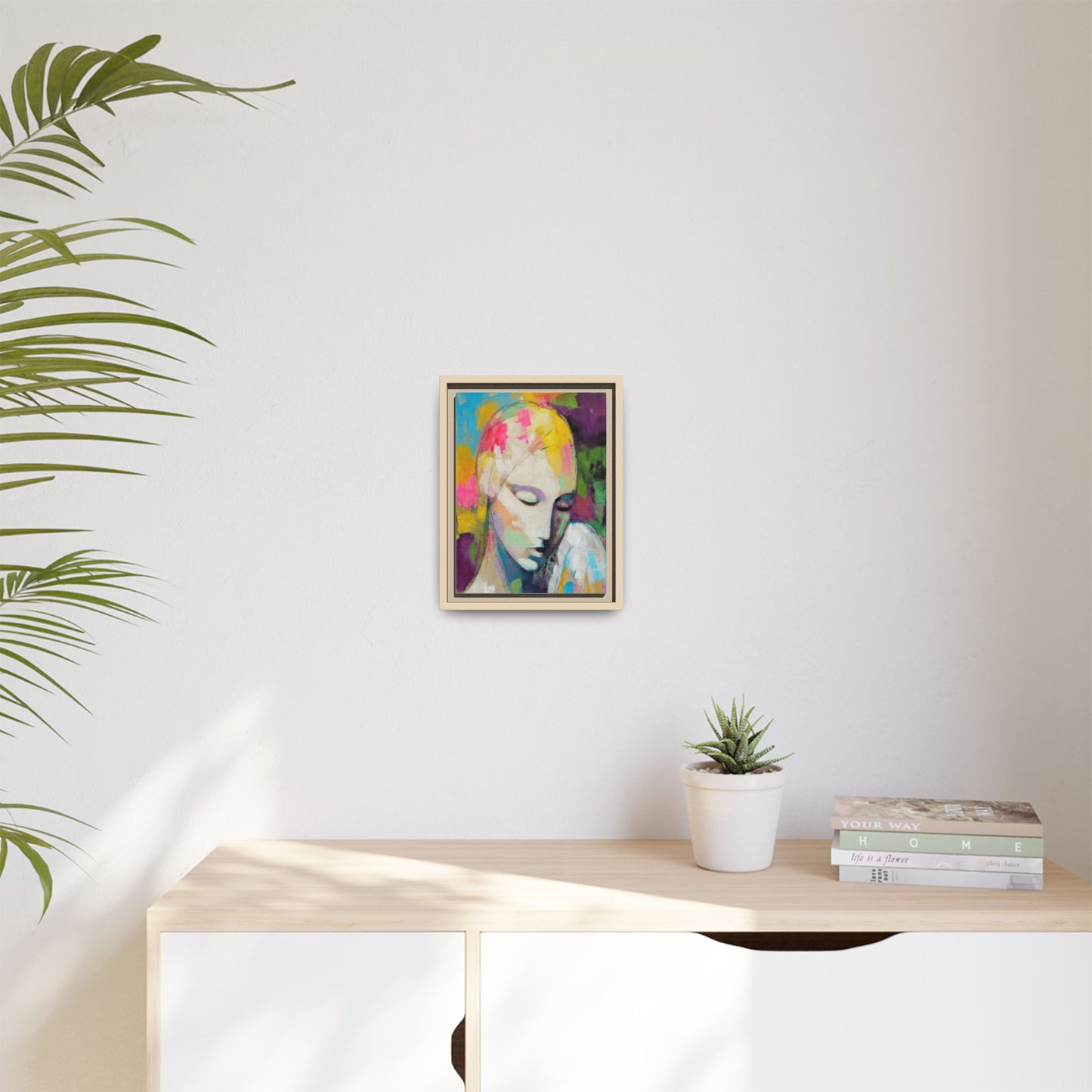 Framed Matte Canvas Art - Colorful Abstract Portrait