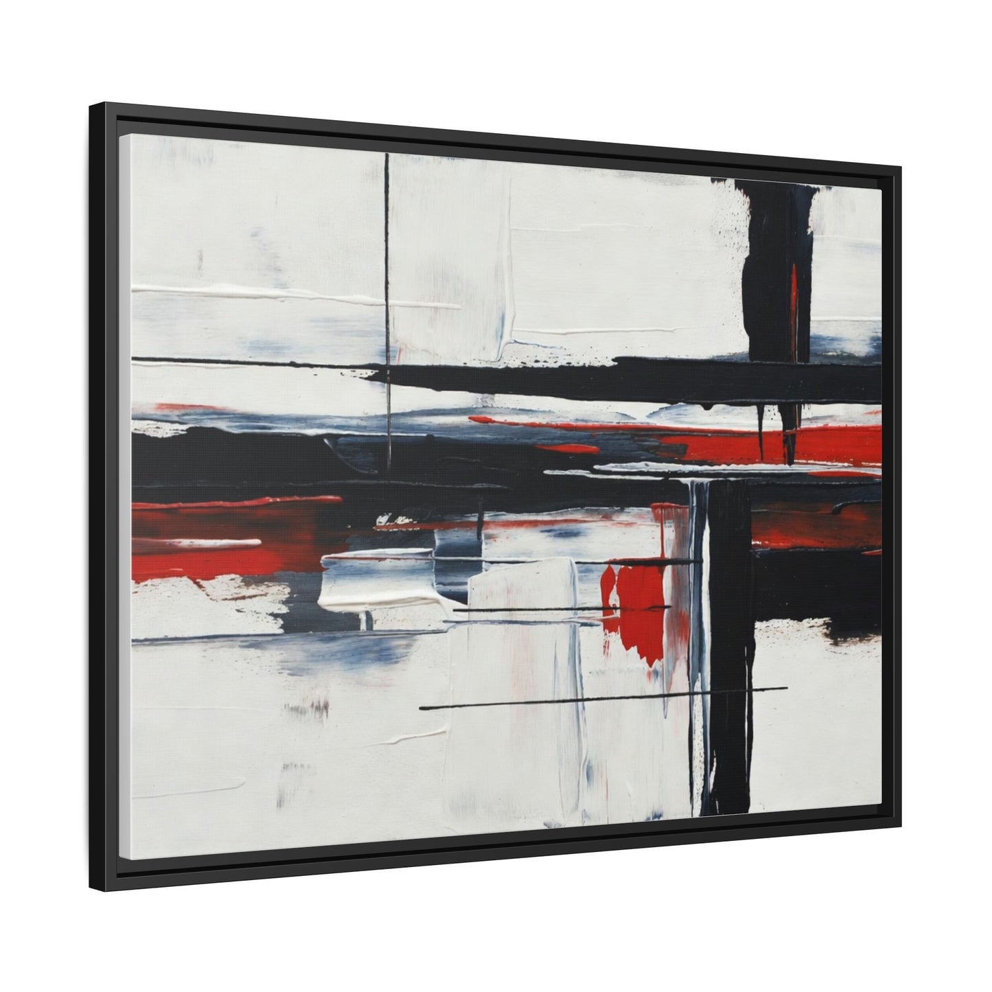 Abstract Red & Black Framed Canvas Art — Modern Matte Wall Painting