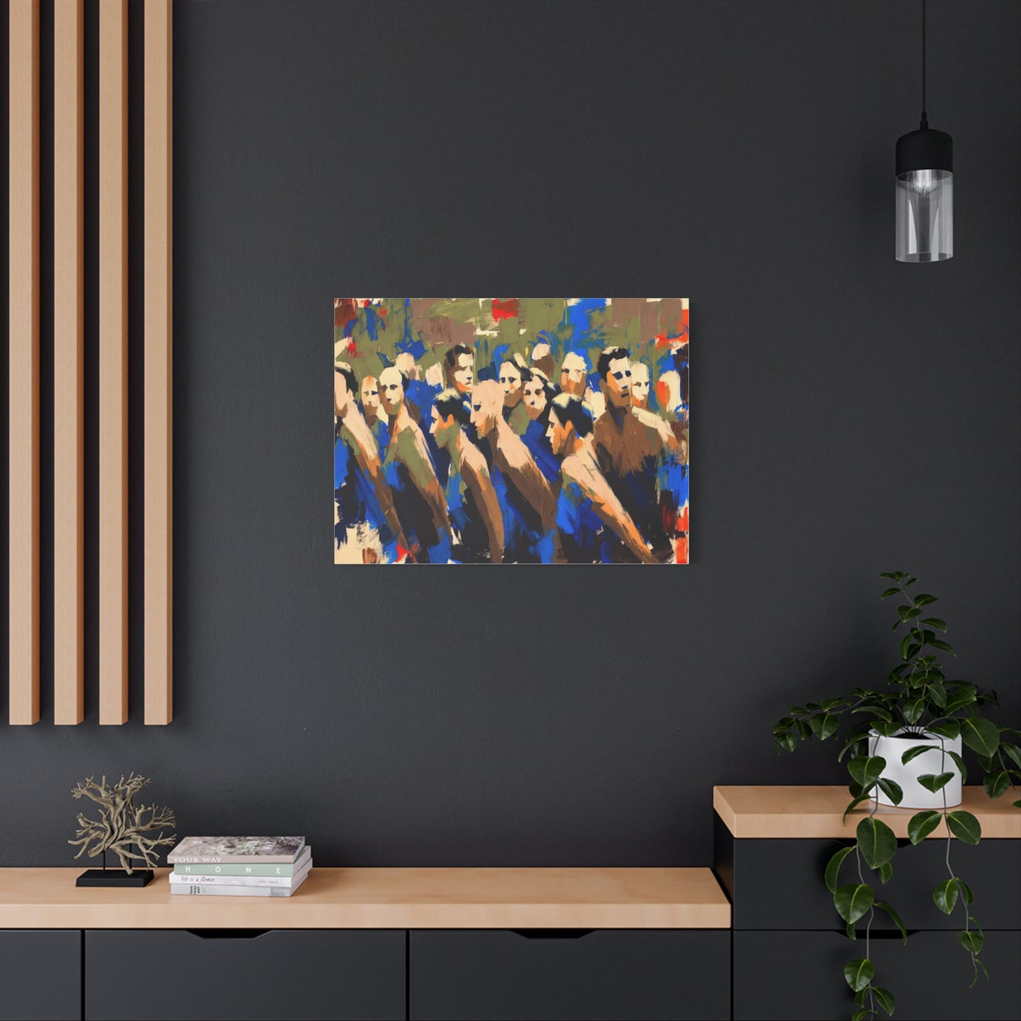 Abstract Crowd Painting Canvas Print — Stretched Matte Wall Art