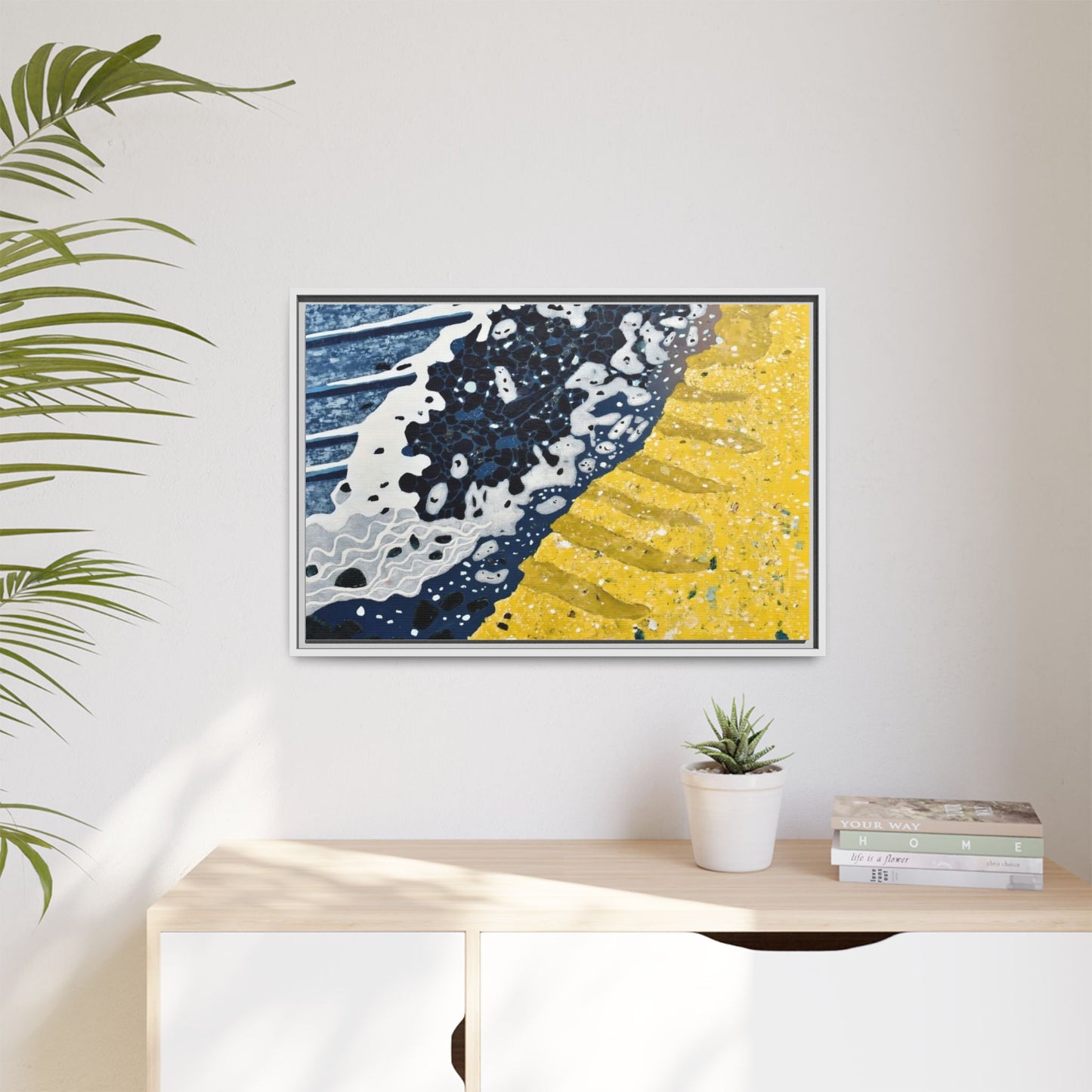 Framed Abstract Ocean & Sand Matte Canvas Print