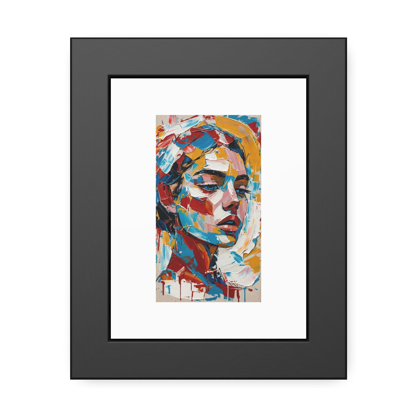 Abstract Colorful Portrait Framed Paper Poster – Modern Art Print for Home & Office