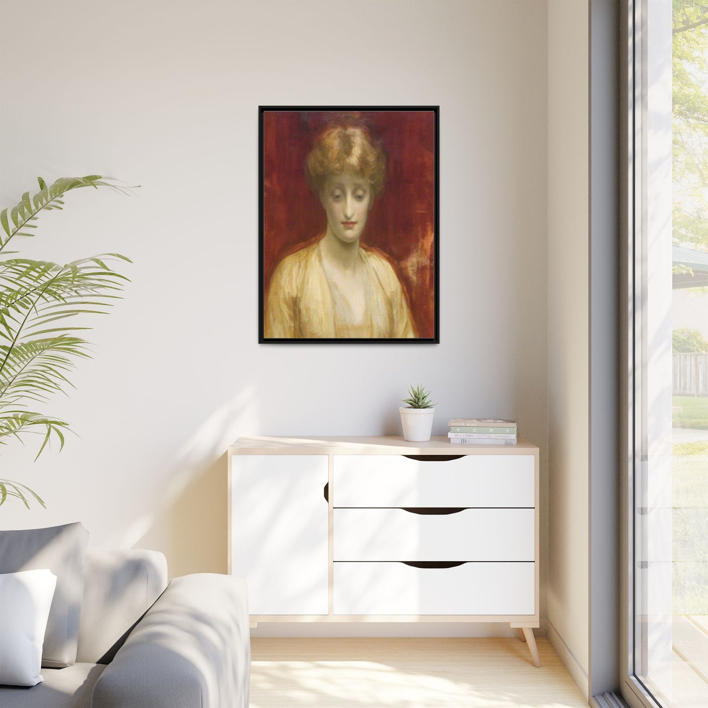 Mrs Williams by Lord Frederic Leighton Framed Matte Canvas Portrait Wall Art Print