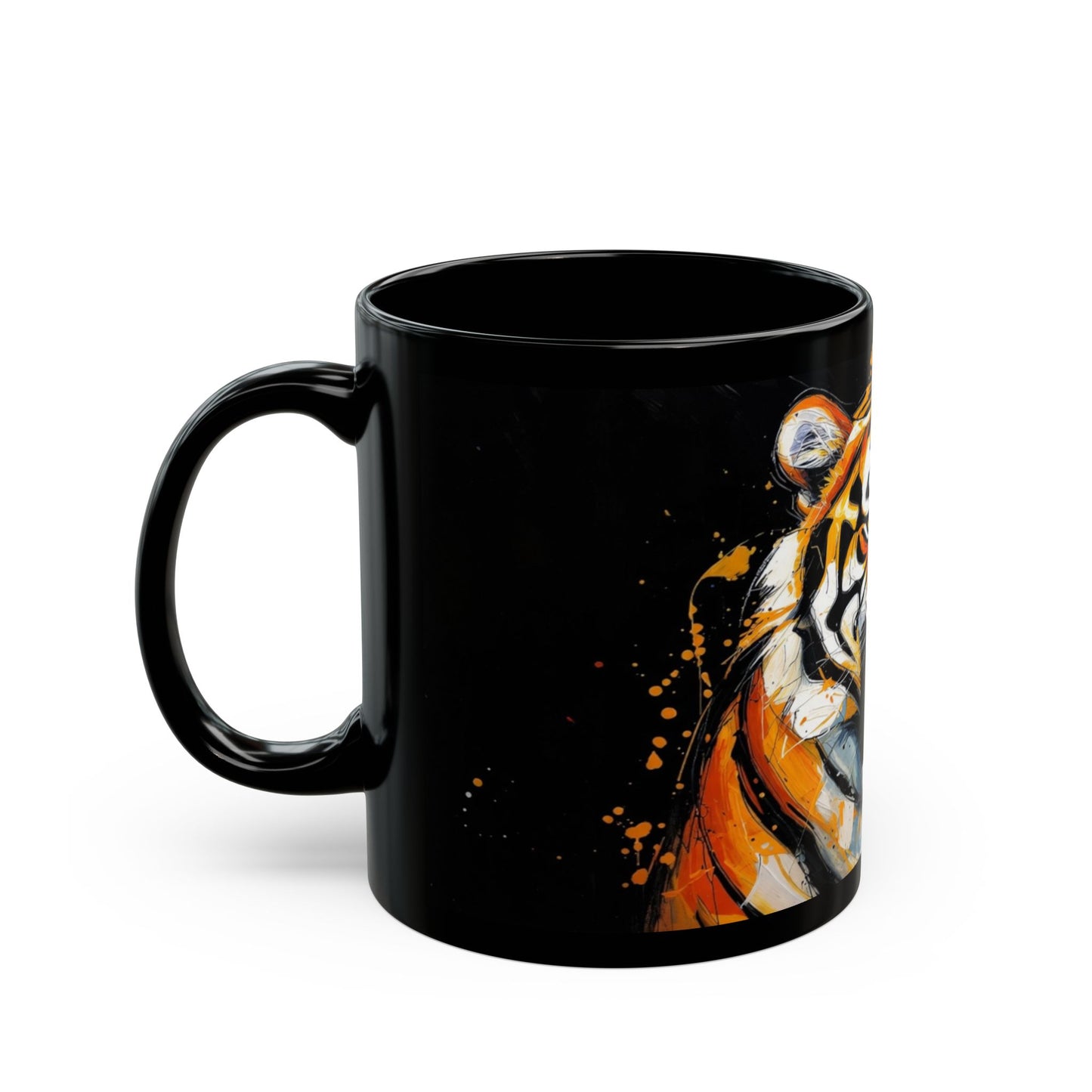 Roaring Tiger Black Mug — Bold Ceramic Coffee Cup (11oz/15oz)