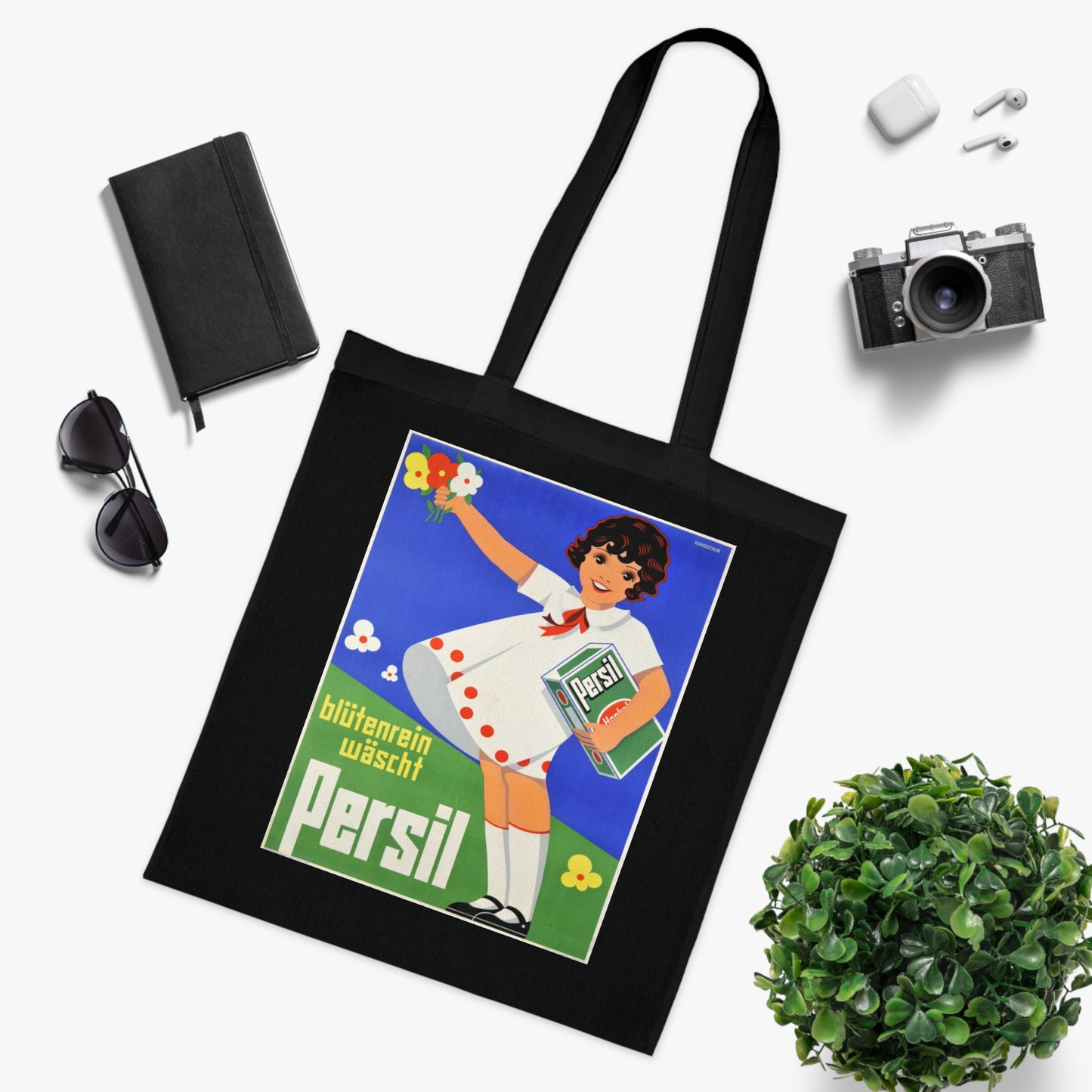 Persil Vintage Ad Tote Bag — Retro Flower Girl Laundry Graphic Cotton Tote