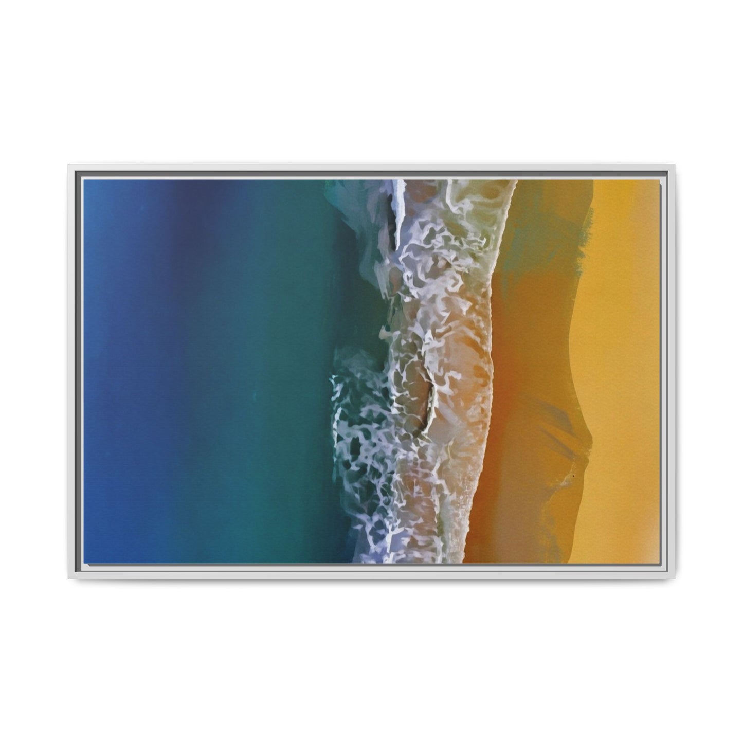 Framed Matte Canvas Seascape Print – Coastal Waves Wall Art