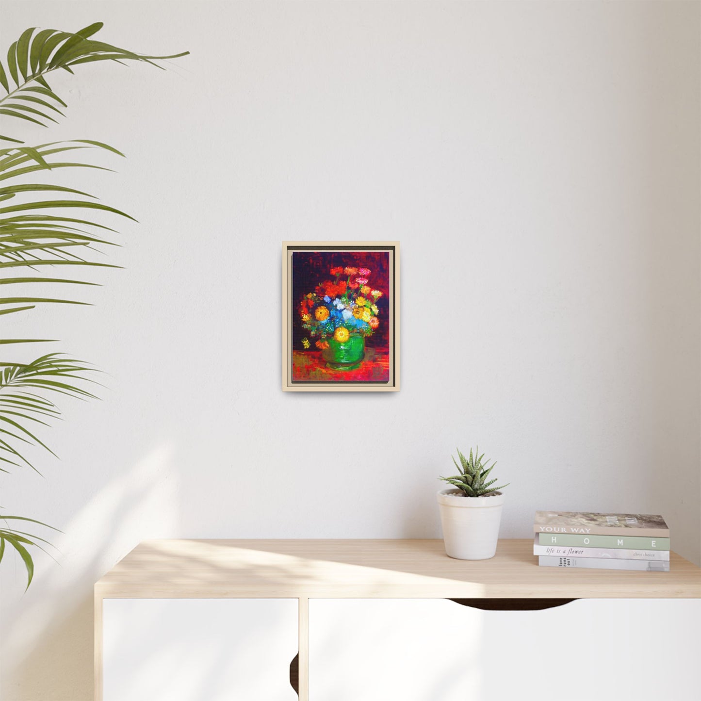 Framed Floral Canvas Print — Colorful Bouquet Wall Art