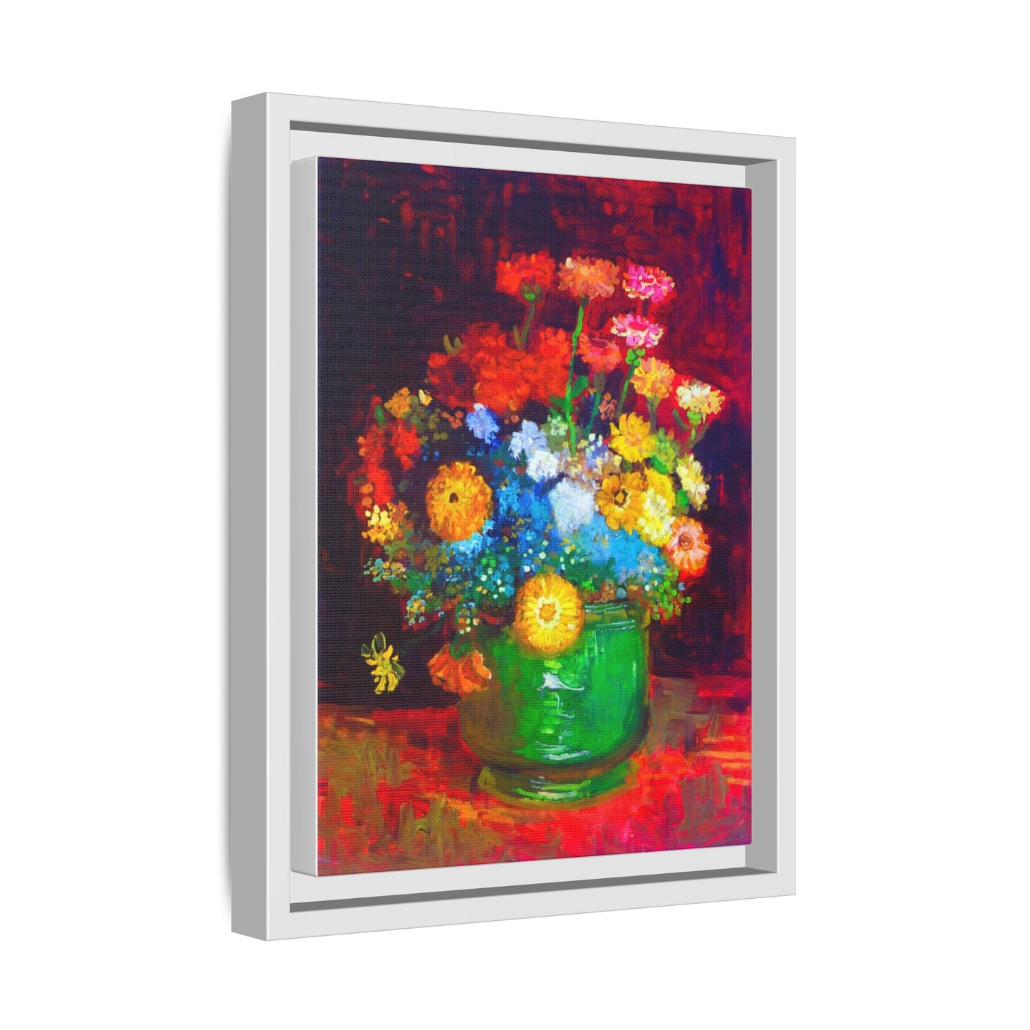 Framed Floral Canvas Print — Colorful Bouquet Wall Art