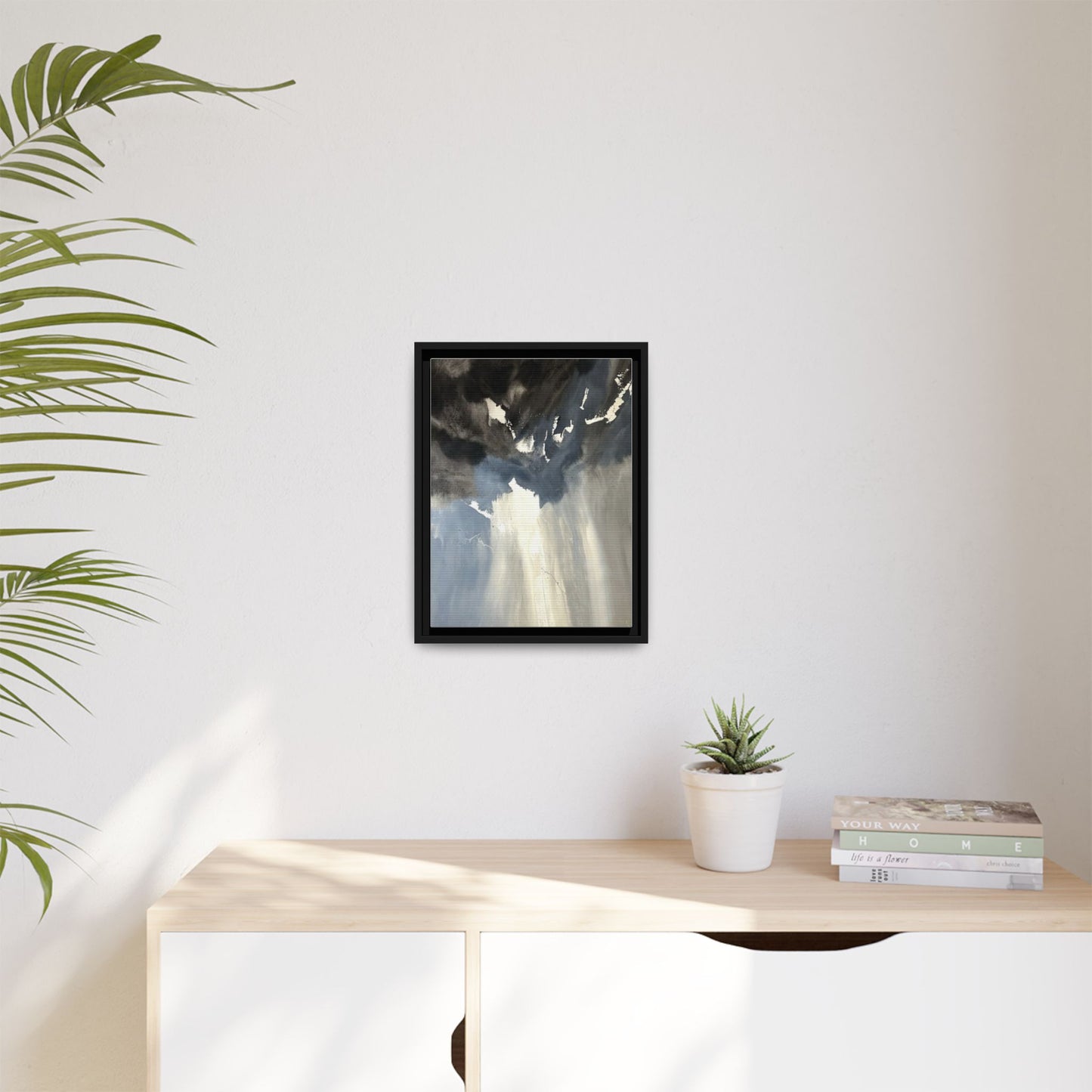 Framed Matte Canvas Art — Moody Abstract Sky Painting