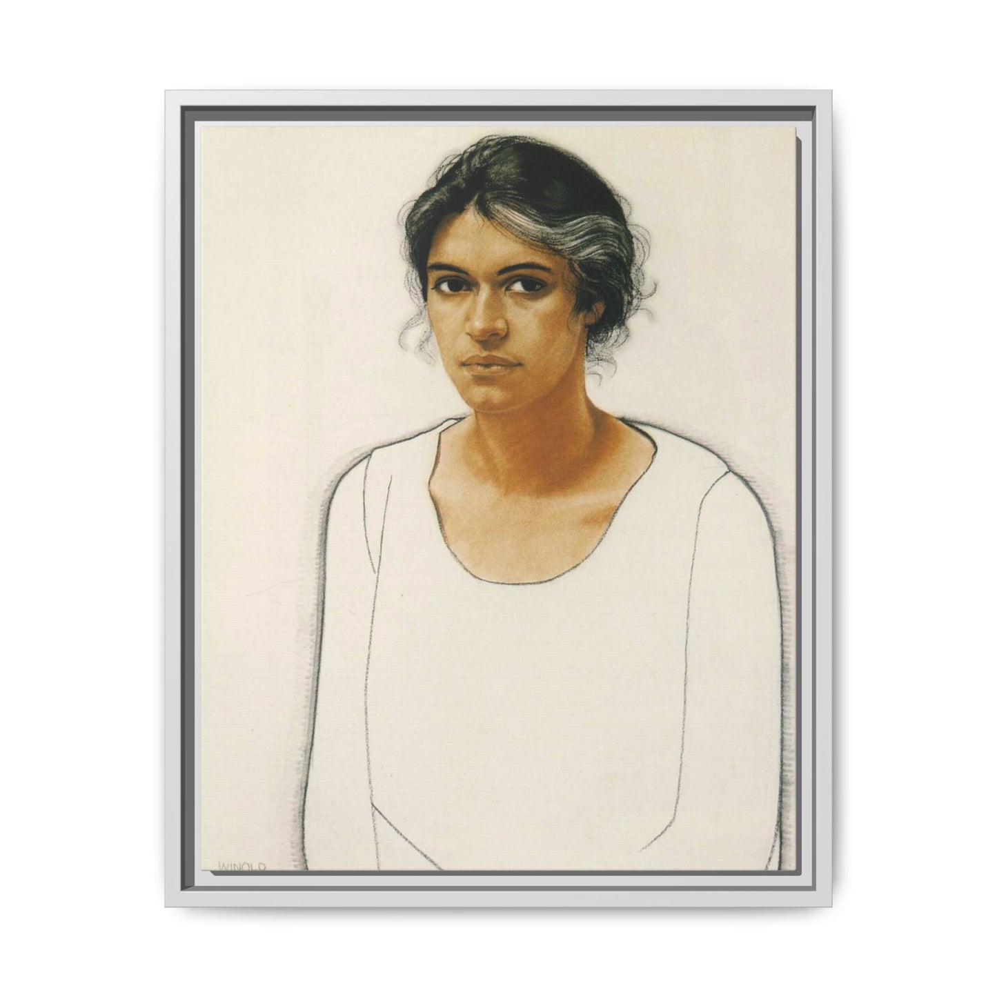 Portrait of a Woman by Winold Reiss Framed Matte Canvas Portrait Print