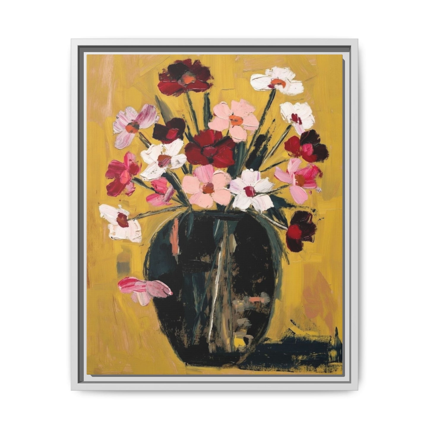 Framed Matte Canvas Floral Still Life Wall Art