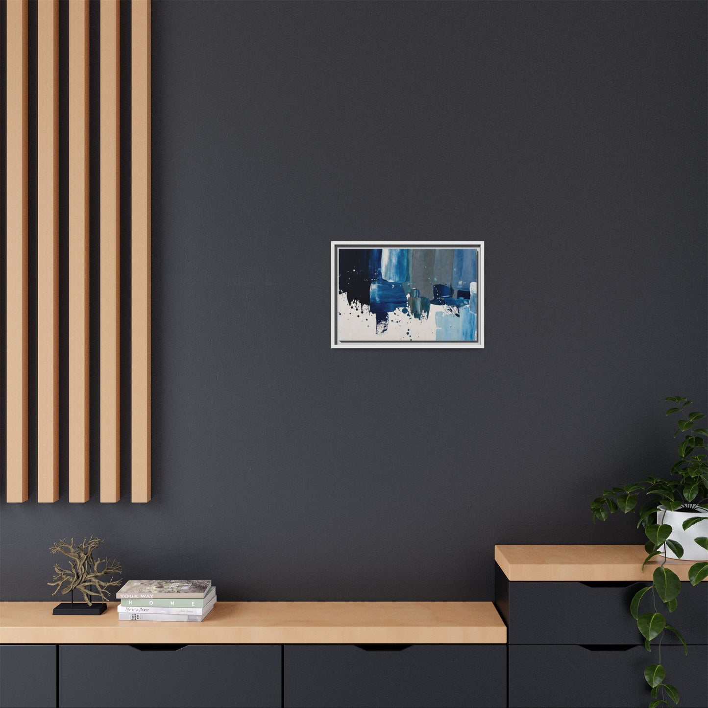 Abstract Blue Ocean Matte Canvas Framed Wall Art