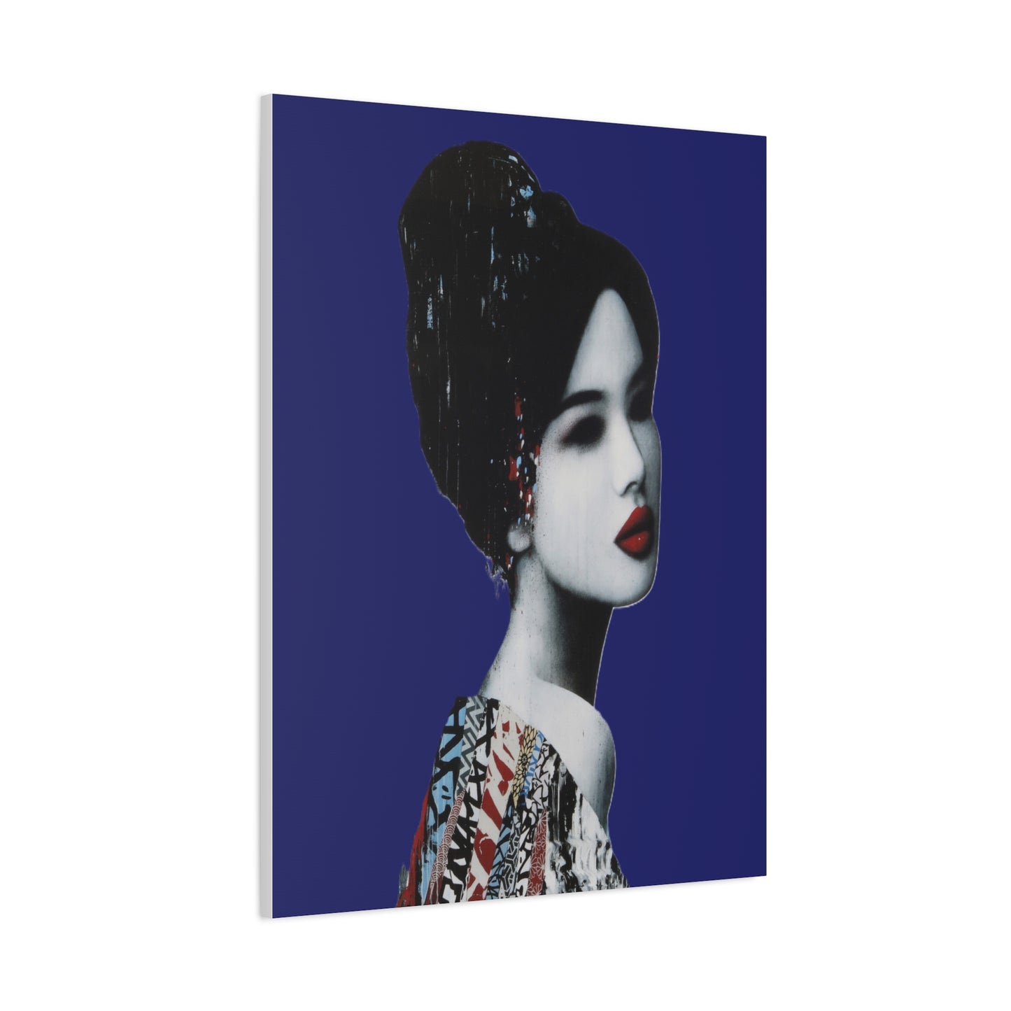 Geisha Portrait Matte Canvas Print — Modern Asian-Inspired Wall Art